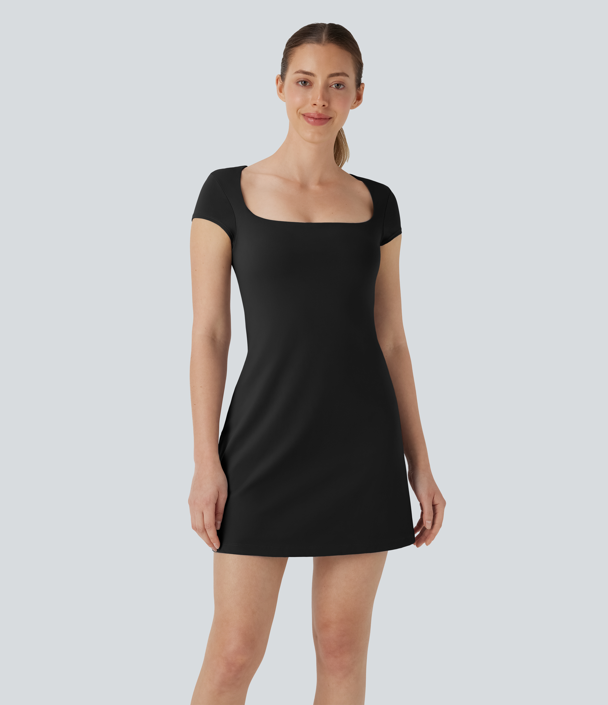 SoftlyZero™ Airy Square Neck 2-in-1 Pocket Mini InstantCool Yoga Active Dress-Easy Peezy-UPF50+