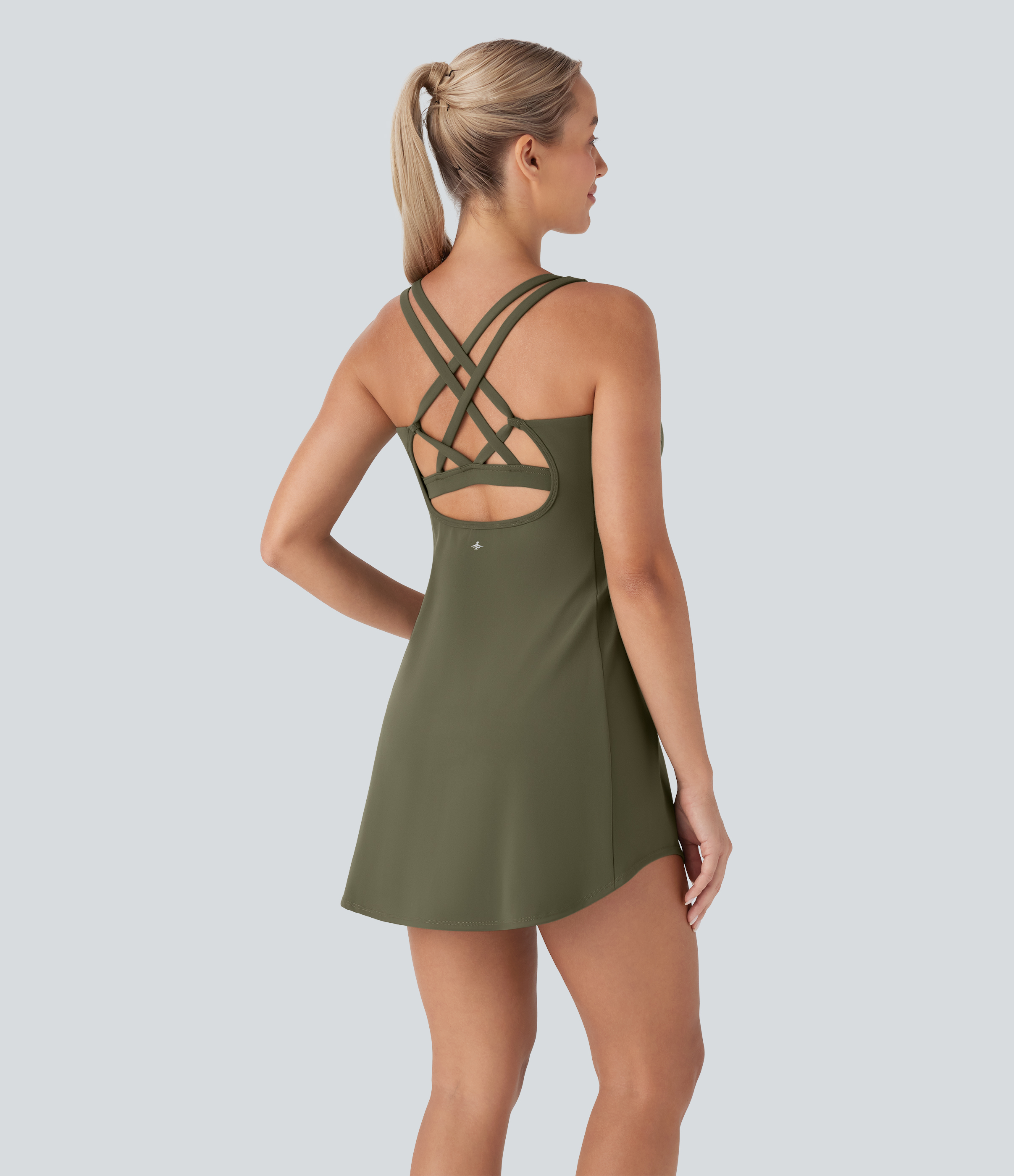 Halara SoftlyZero™ Plush Cut Out Pocket 2-Piece Mini Yoga Active Dress DD-F Cups Workout Dress