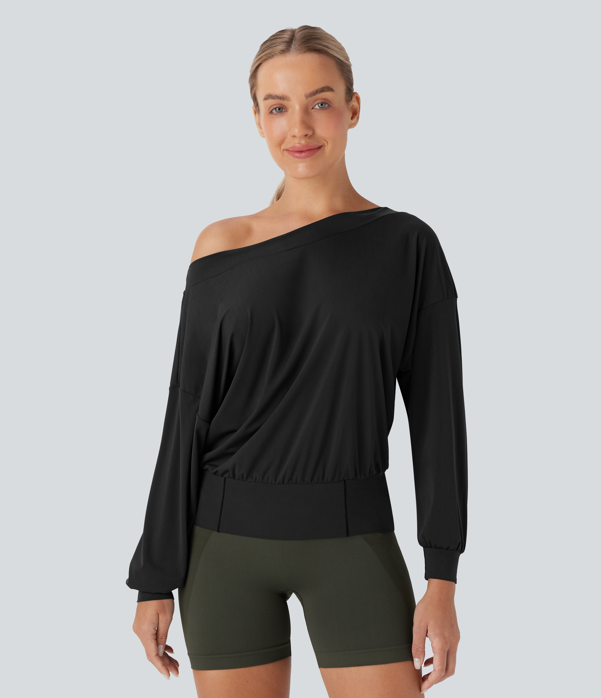 Halara One Shoulder Oversize InstantCool Quick Dry Yoga Sports Top