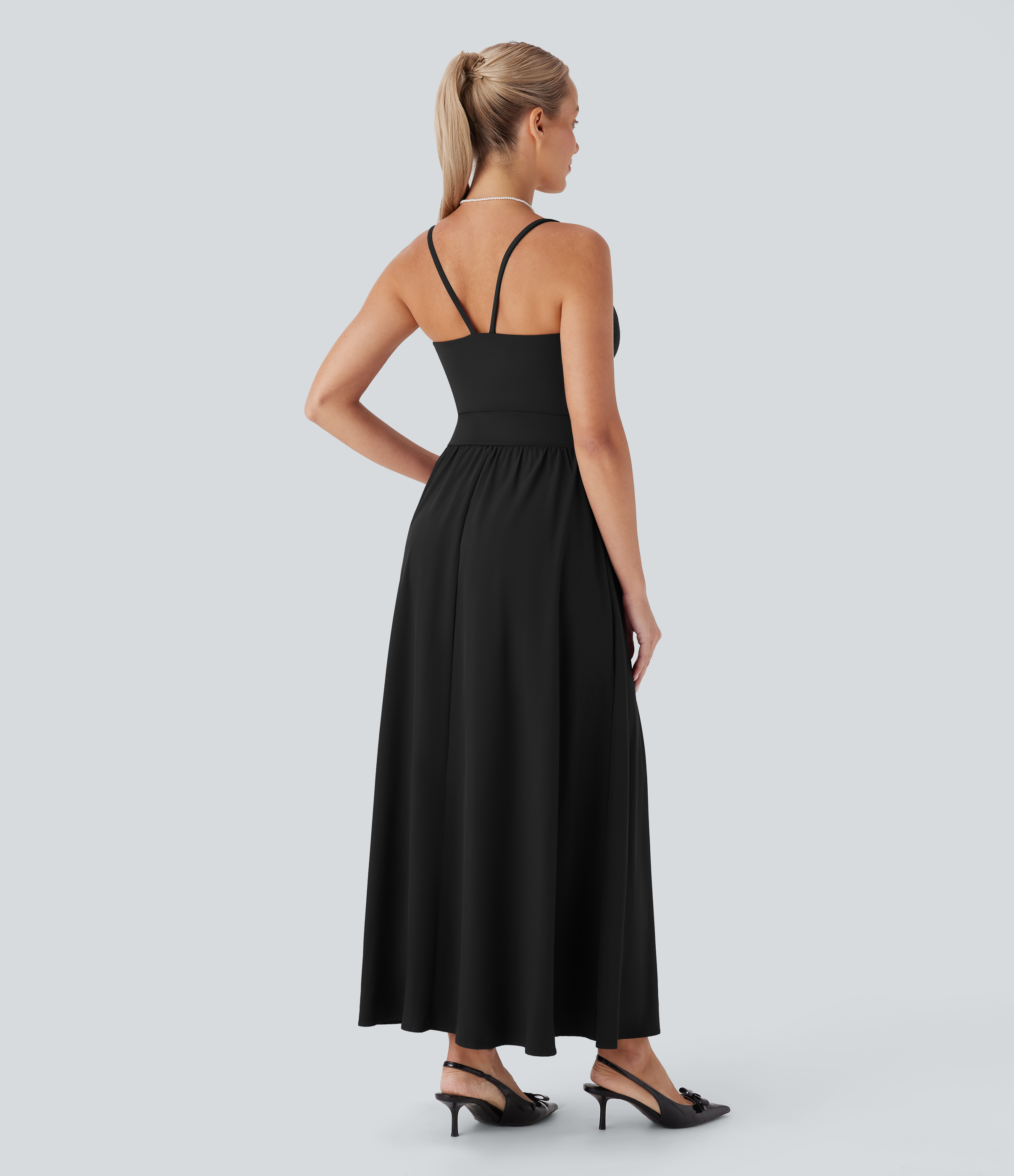 Schwarz Breezeful™ Pocket Fließendes Schnelltrockndes Maxi-Schlüpfkleid / 2