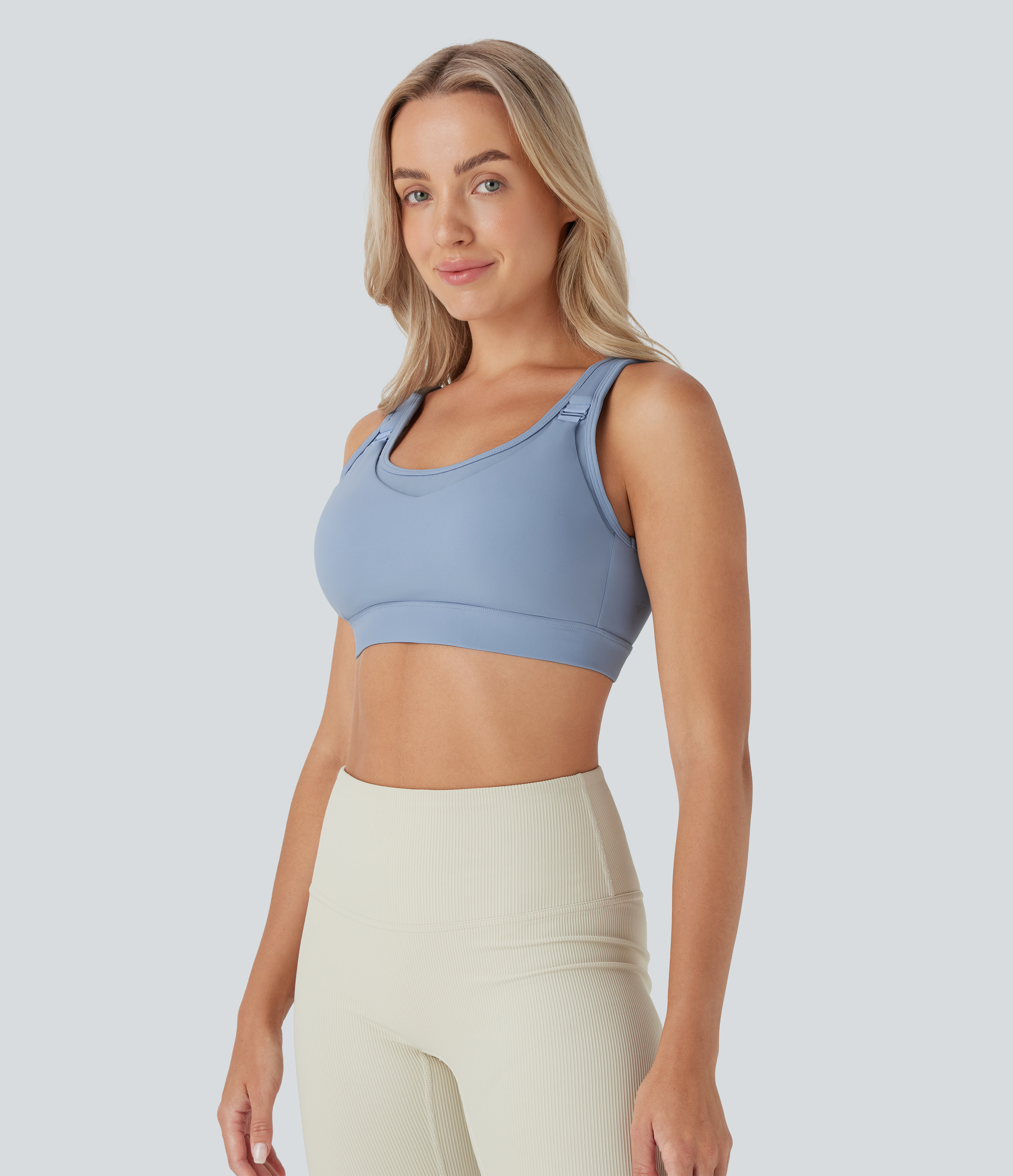Light Grey Blue Sujetador deportivo SoftlyZero™ Airy de yoga para lactancia de sujeción baja con hebilla ajustable de tacto fresco en copas A-C / 2