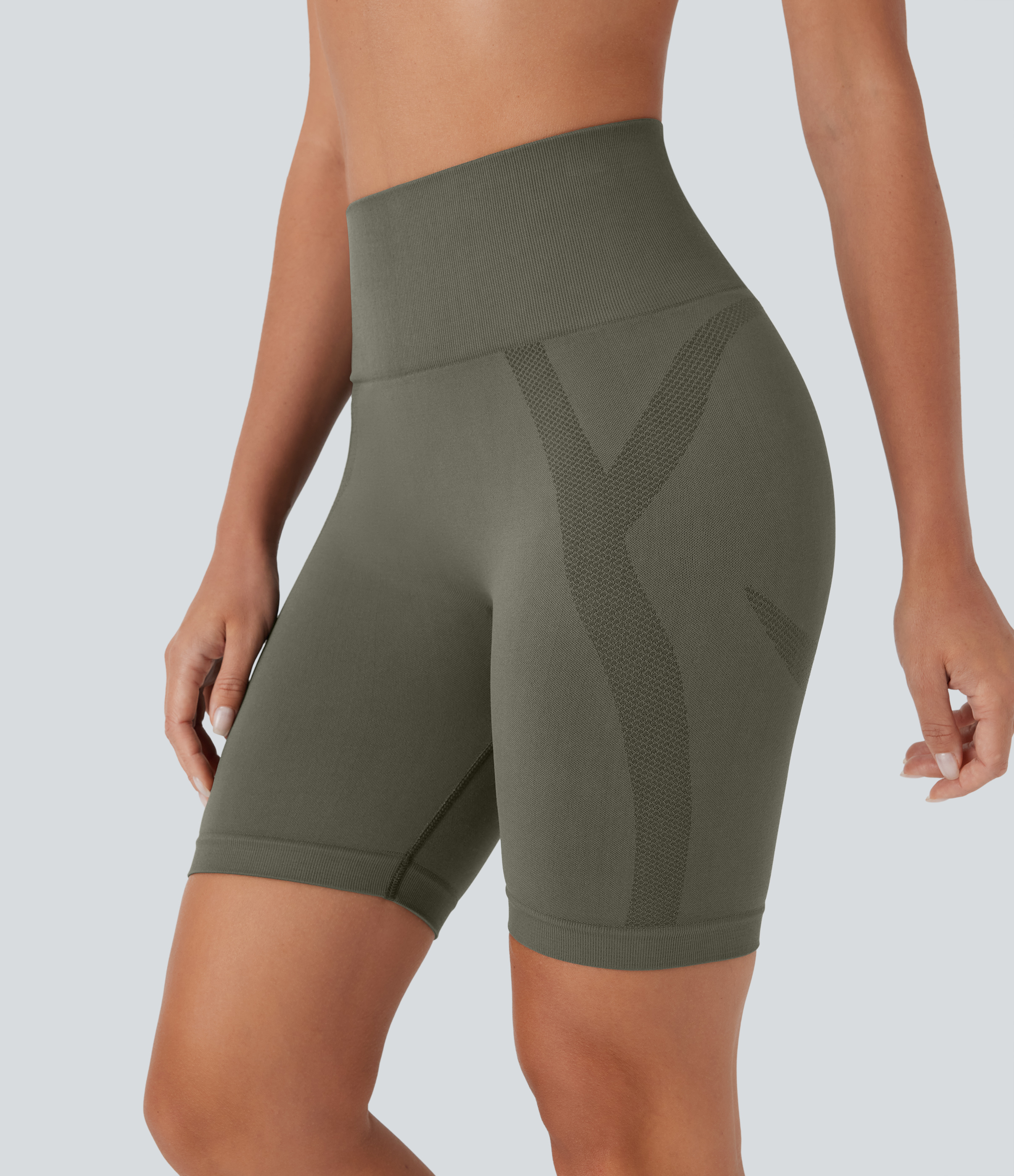 Forest Night Shorts de yoga tipo biker de tiro alto sin costuras y con detalles fruncidos / 2