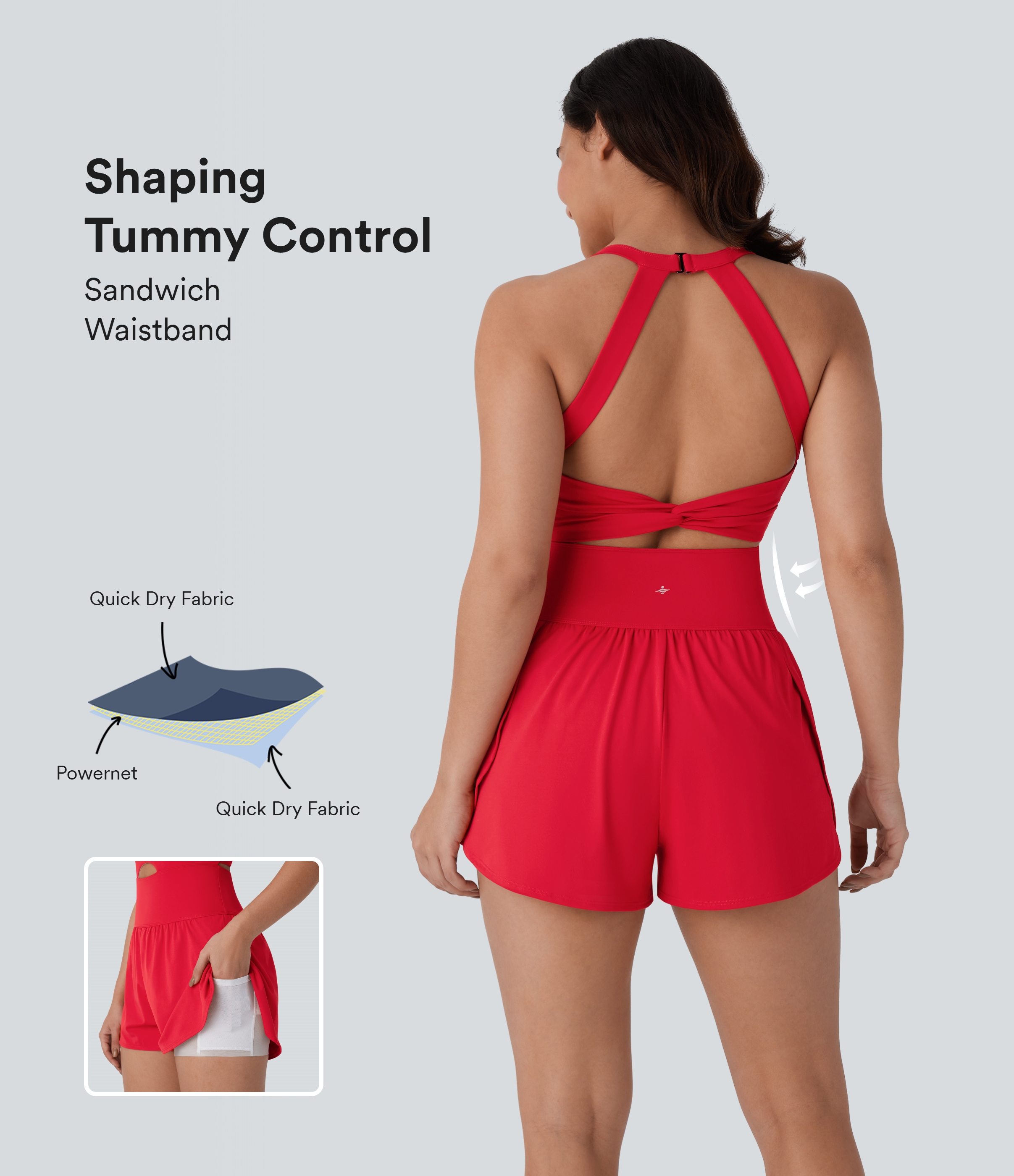 SoftlyZero™ QuickDry  Tummy Control 2-in-1 Pocket Yoga Jumpsuit