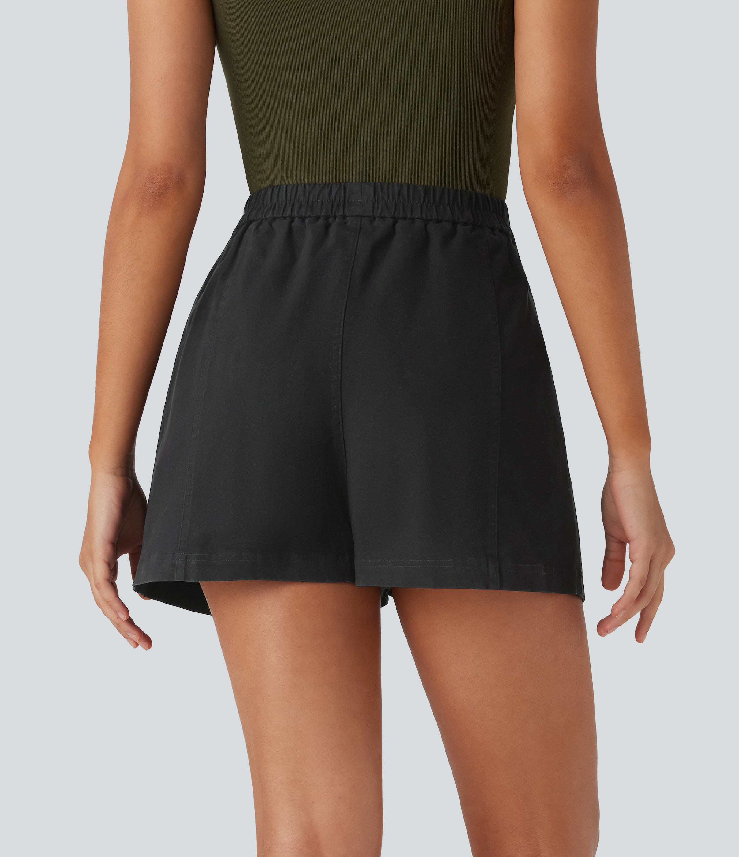 Abyss Denim Shorts de algodón casuales efecto desgastado de tiro alto con bolsillos laterales / 2