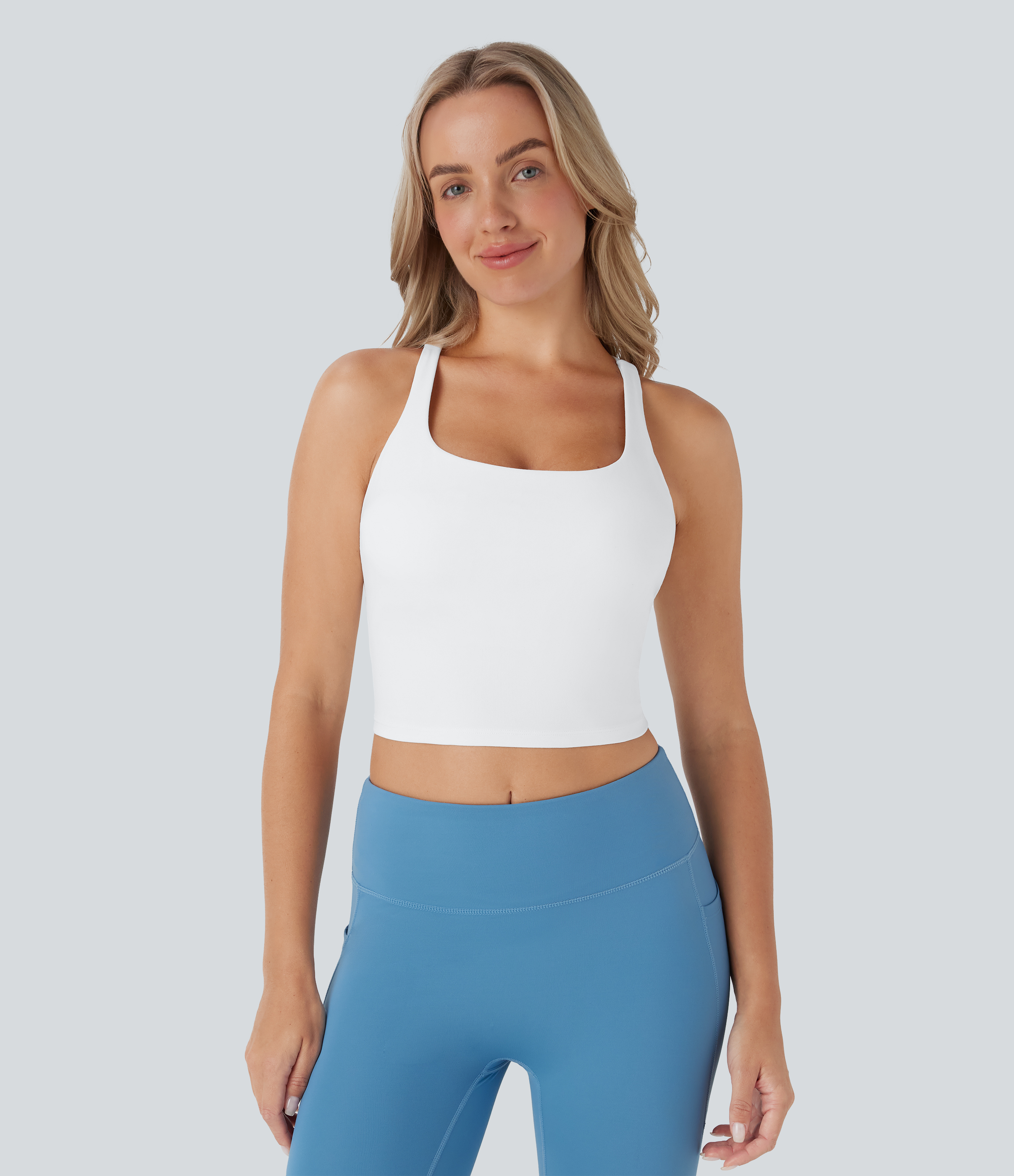White Cropped Yoga Tank Vest Top DD-F Cups / 2