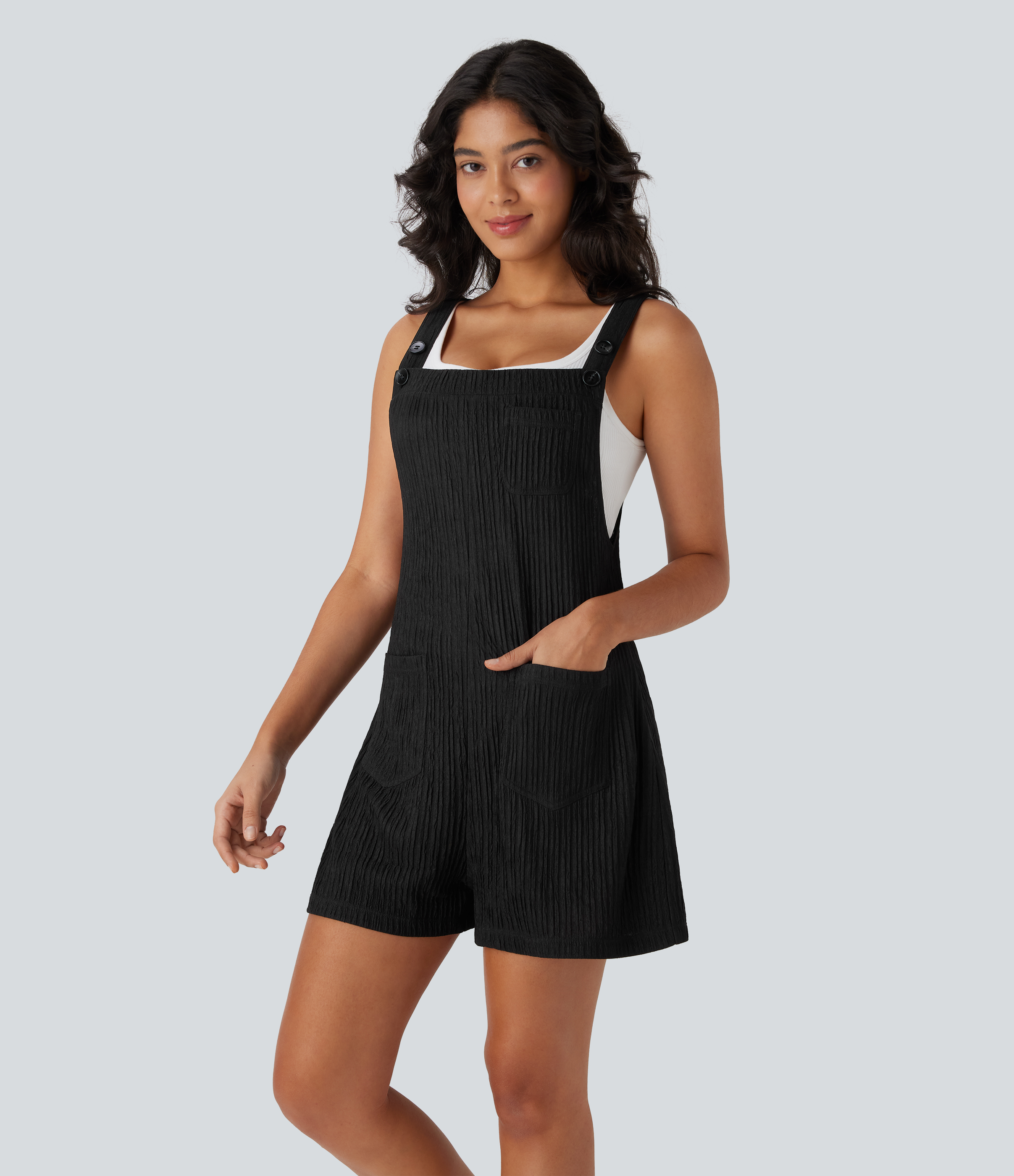 Pockets Casual Short Overalls