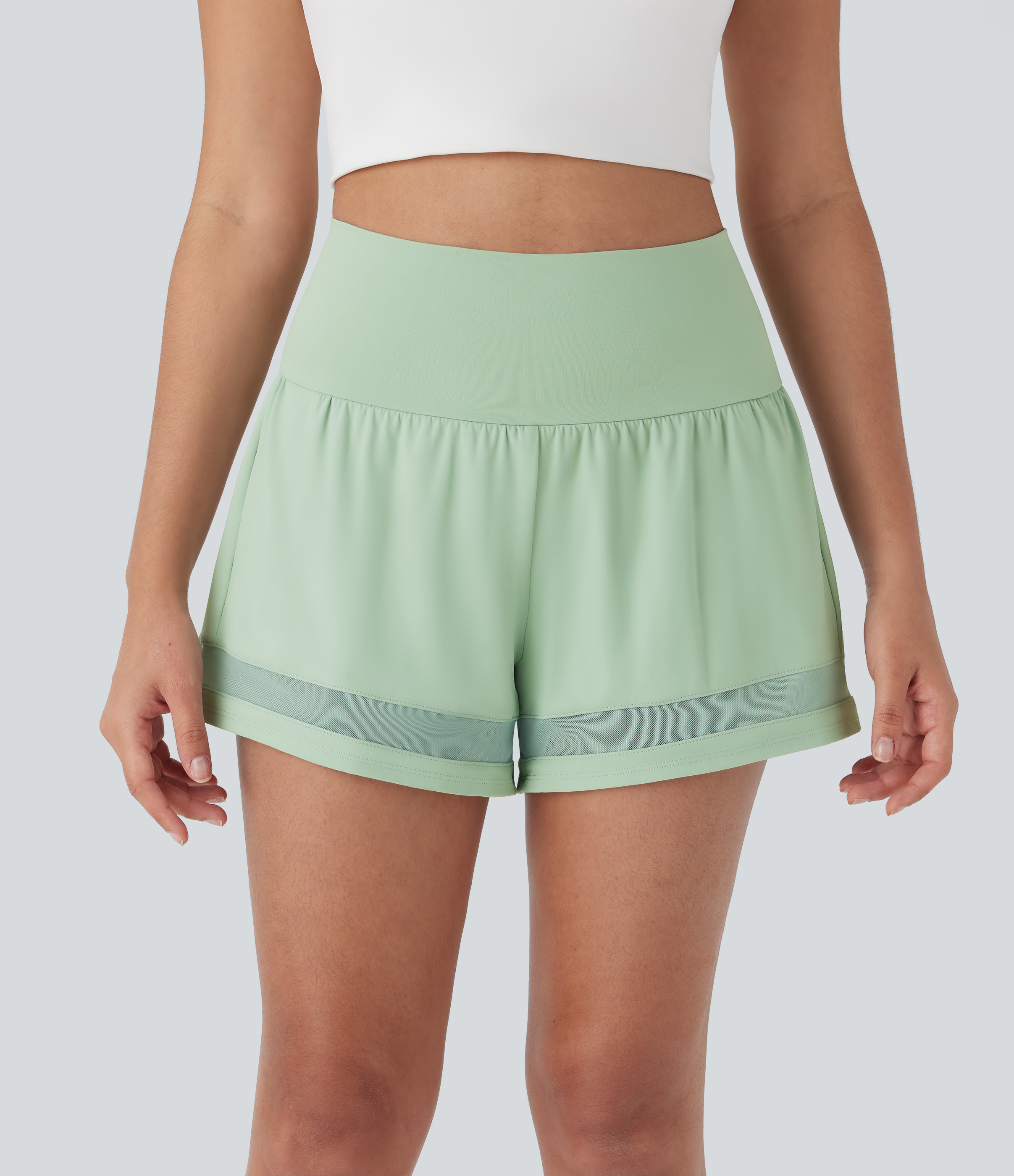 Softlyzero™ Airy Mid Rise 2-in-1 Back & Side Pocket Contrast Mesh  Workout Shorts