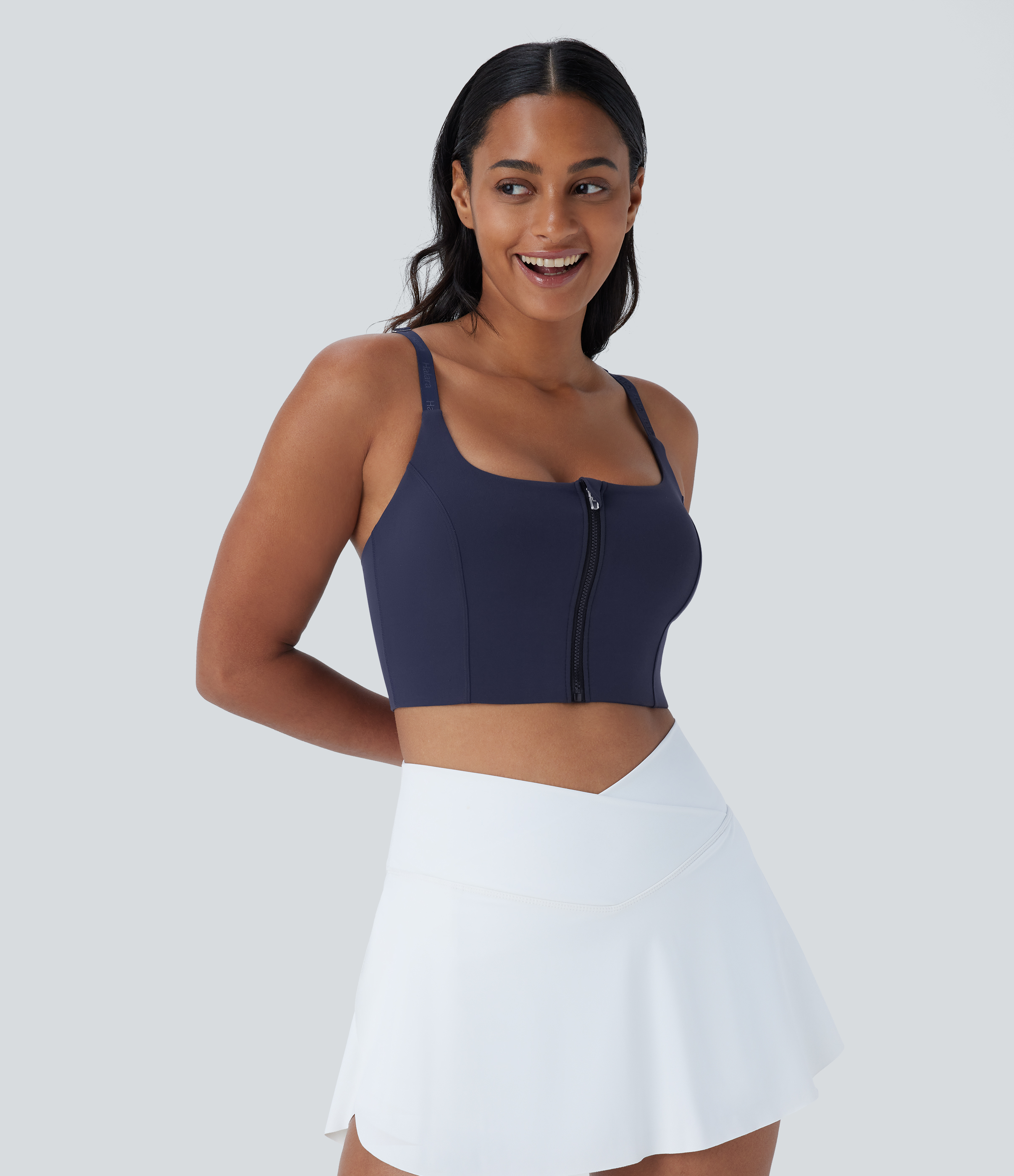 Peacoat SoftlyZero™ brassière de sport pour le yoga à faible maintien avec fermeture éclair - UPF50+ / 2