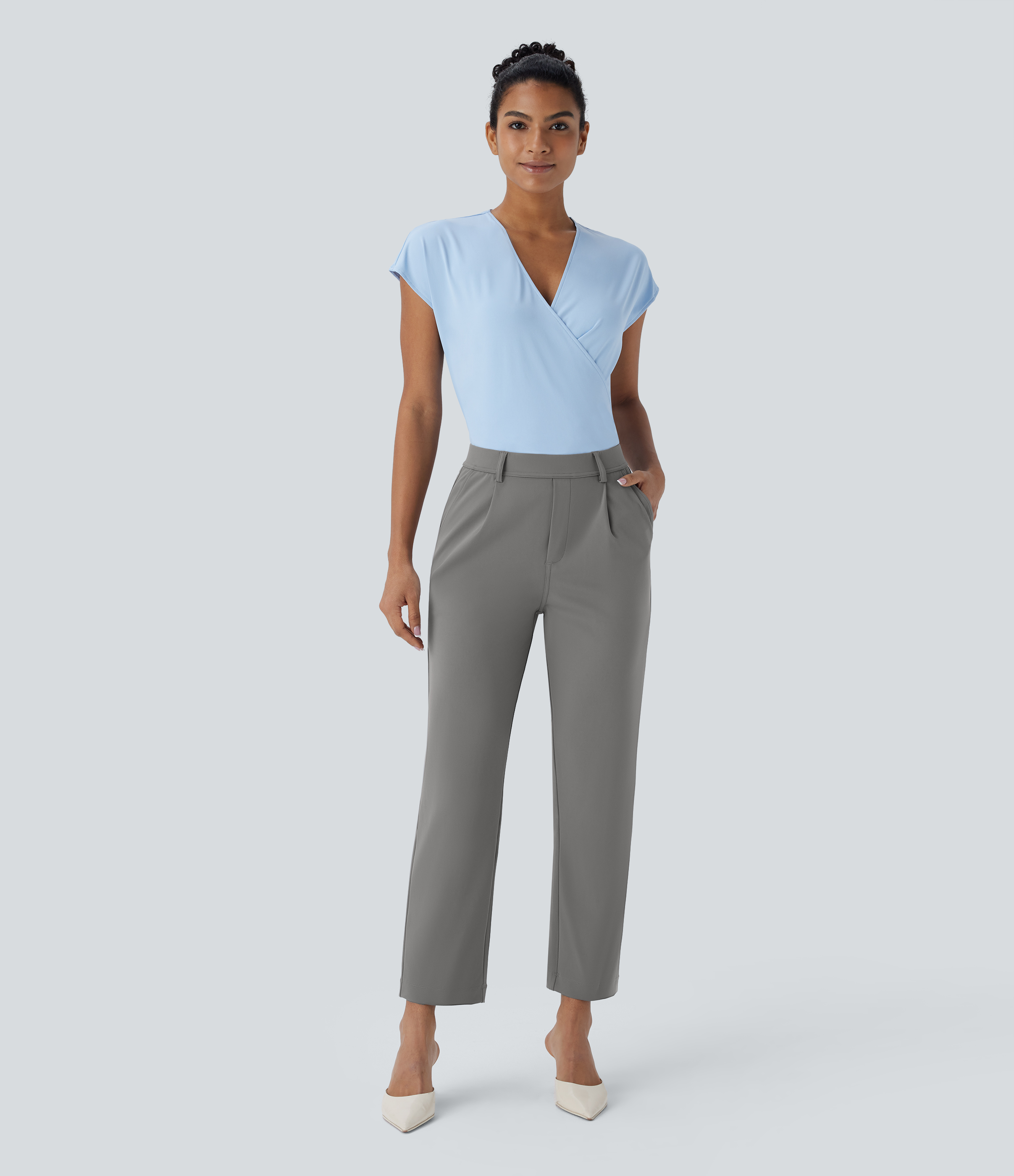 Halara Flex™ DayStretch - Schmal zulaufende, knöchellange Arbeits-Hose mit hohem Bund und Seitentasche