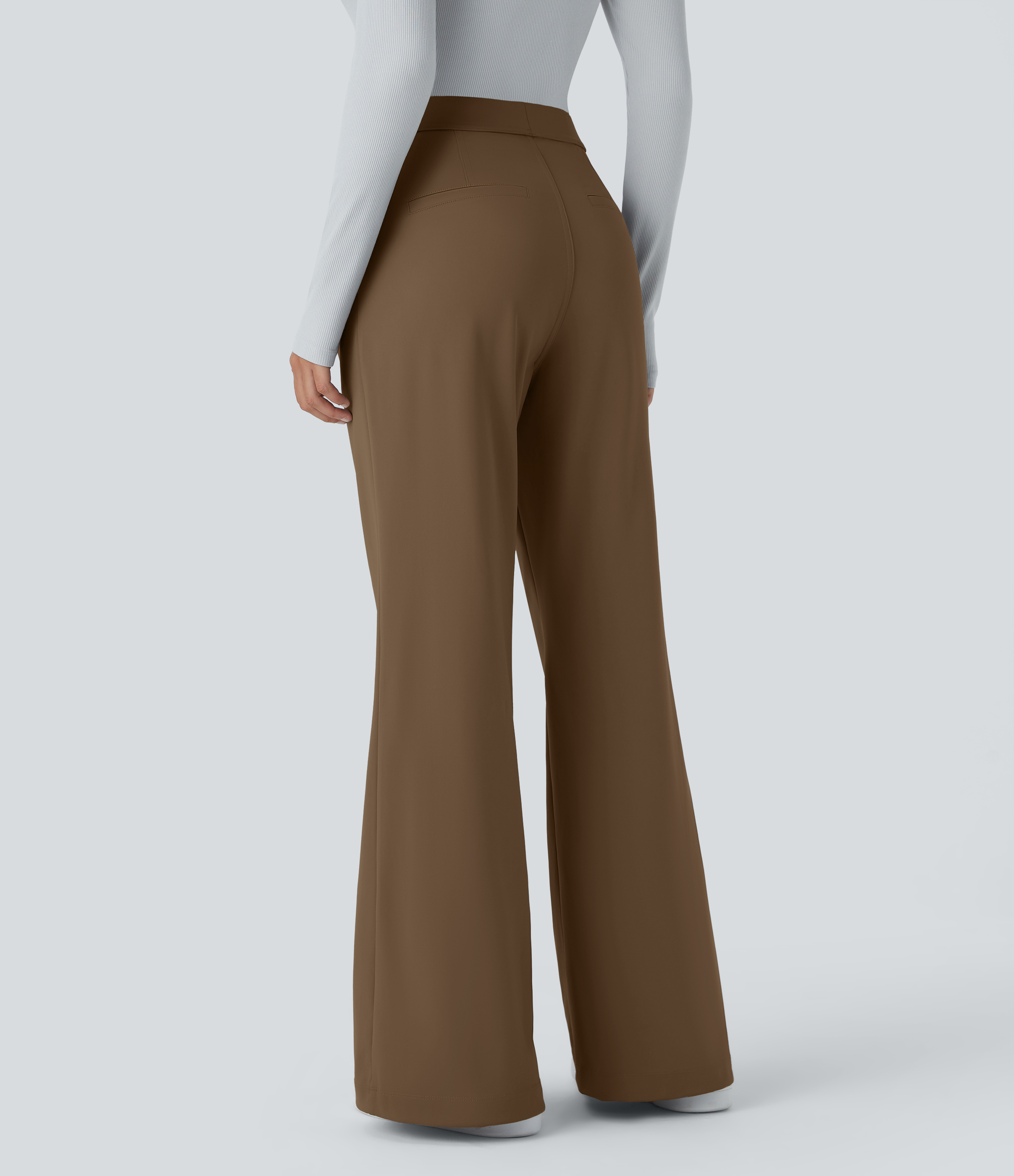 Sepia Pantalón oficina acampanado bolsillo lateral tiro alto / 2