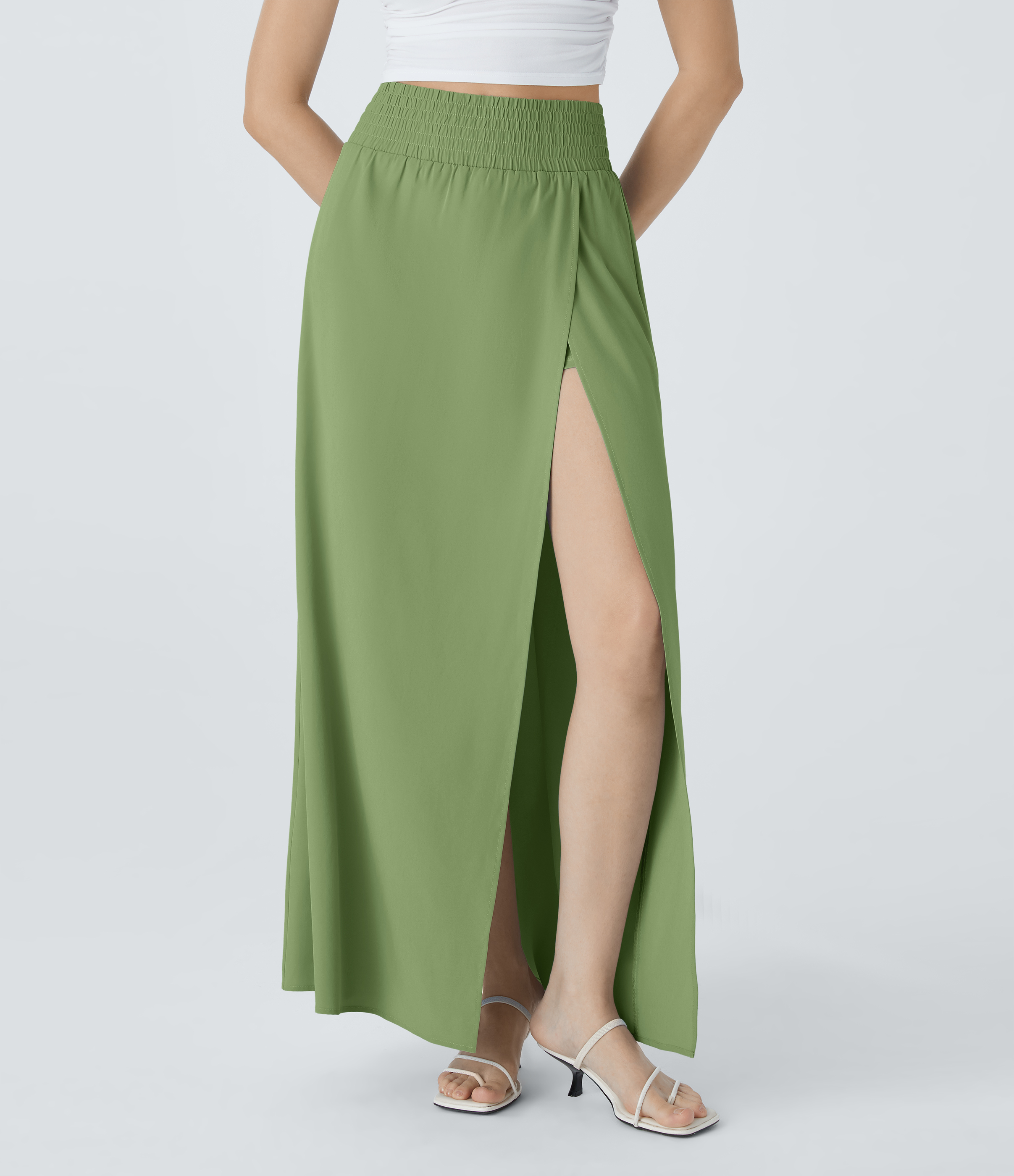 [ロウ クラシック] LOW CLASSIC RELAXED SLIT LONG SKIRT☆ Glen Plaid Italian Cotton-Blend Side-Slit Skirt in Dresses