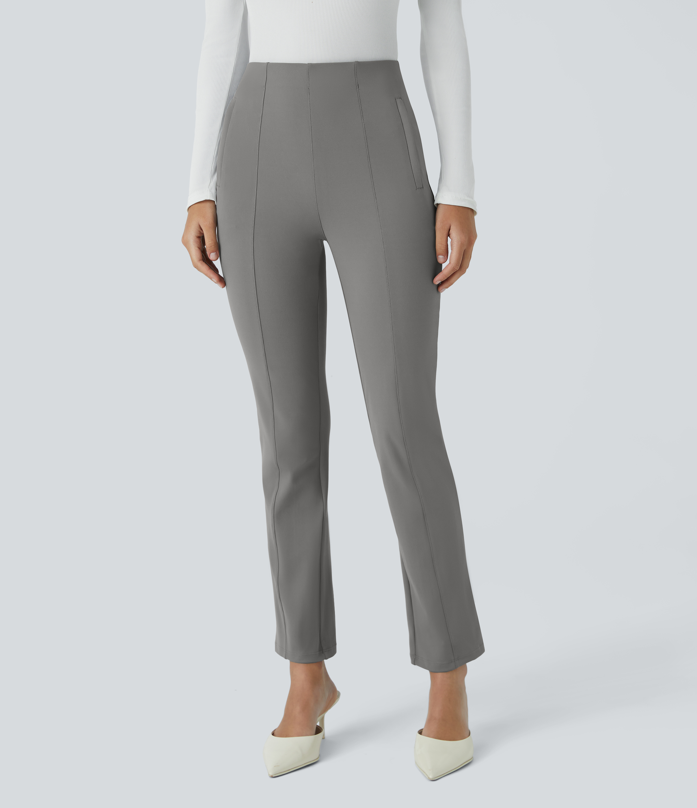 Women's High Waisted Side Zip Pocket 7/8 Work Pants - Halara