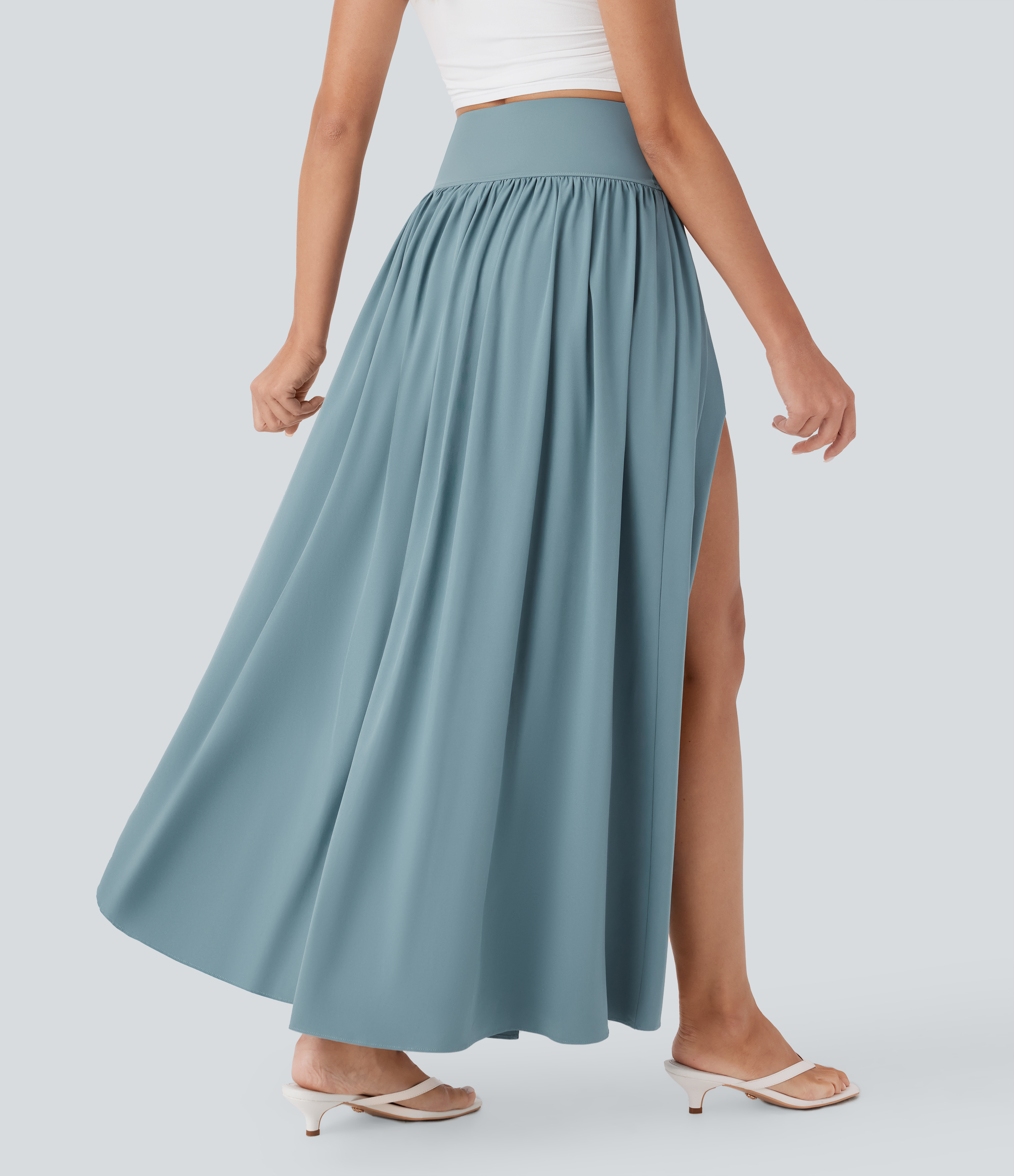 Stone Blue Falda larga fluida 2 en 1 Breezeful™ de tiro alto moldeador de abdomen con secado rápido / 2