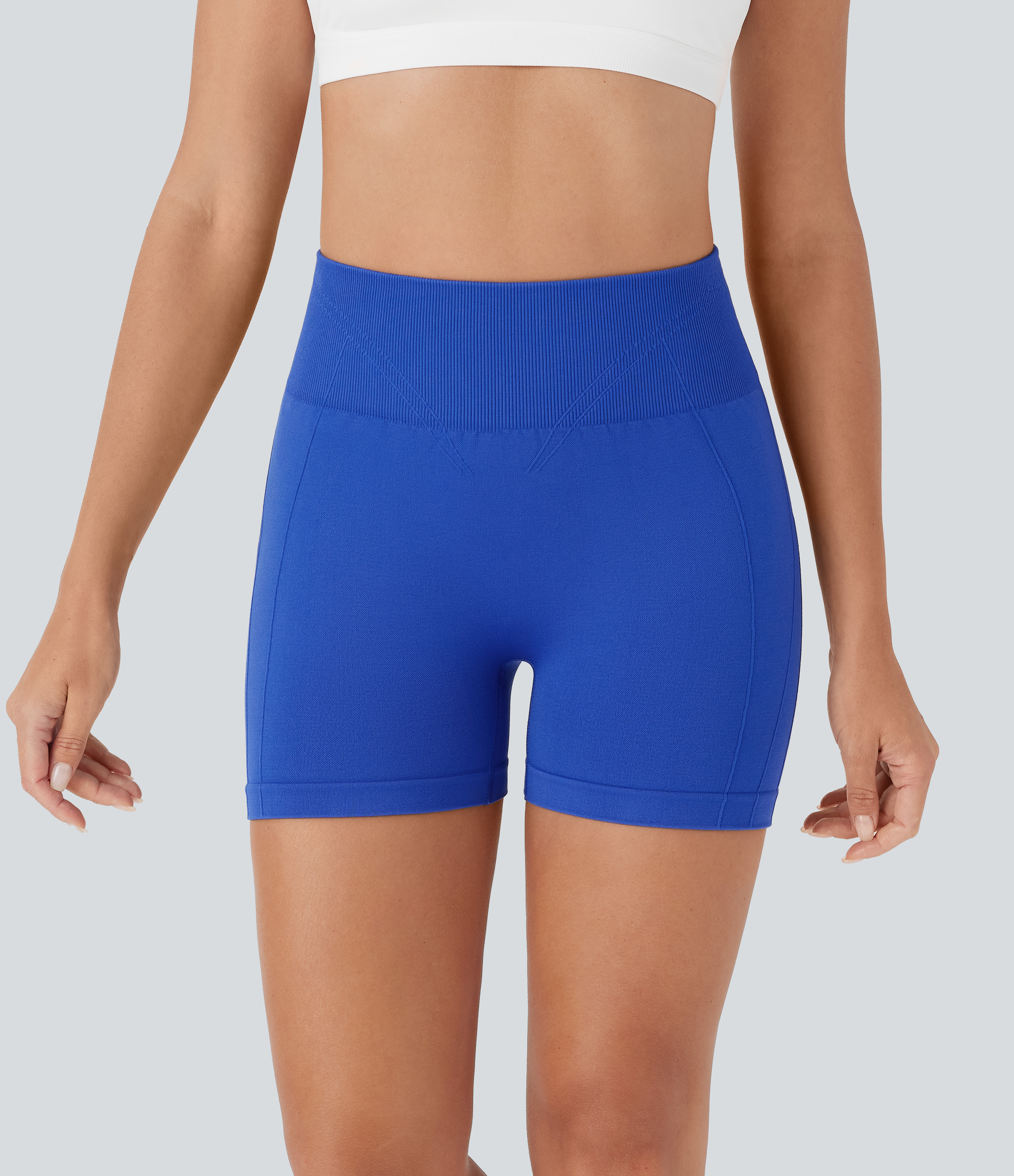 Klein's Blue Pantalón corto yoga tiro alto fruncido sin costura 10cm / 2