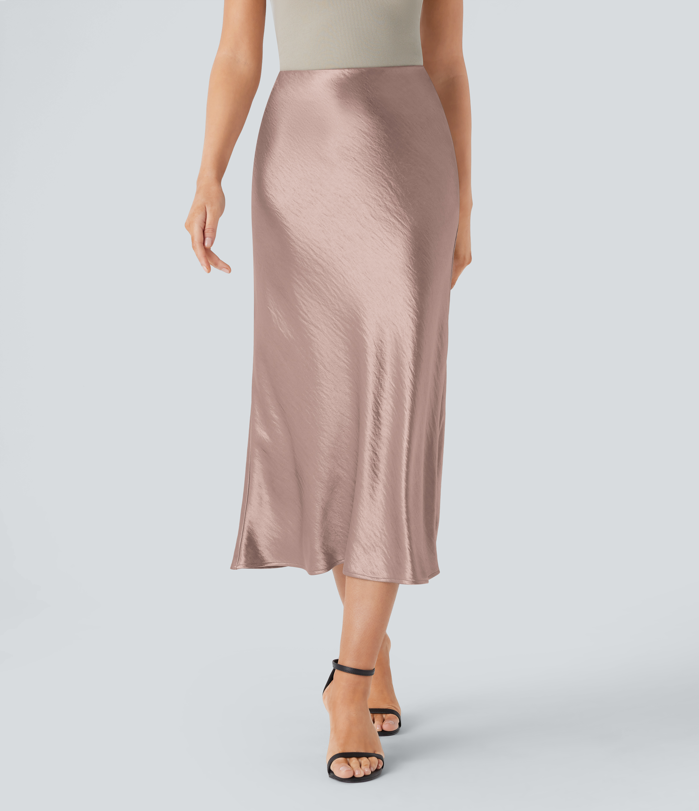 High Waisted Satin Midi Work Mermaid Skirt
