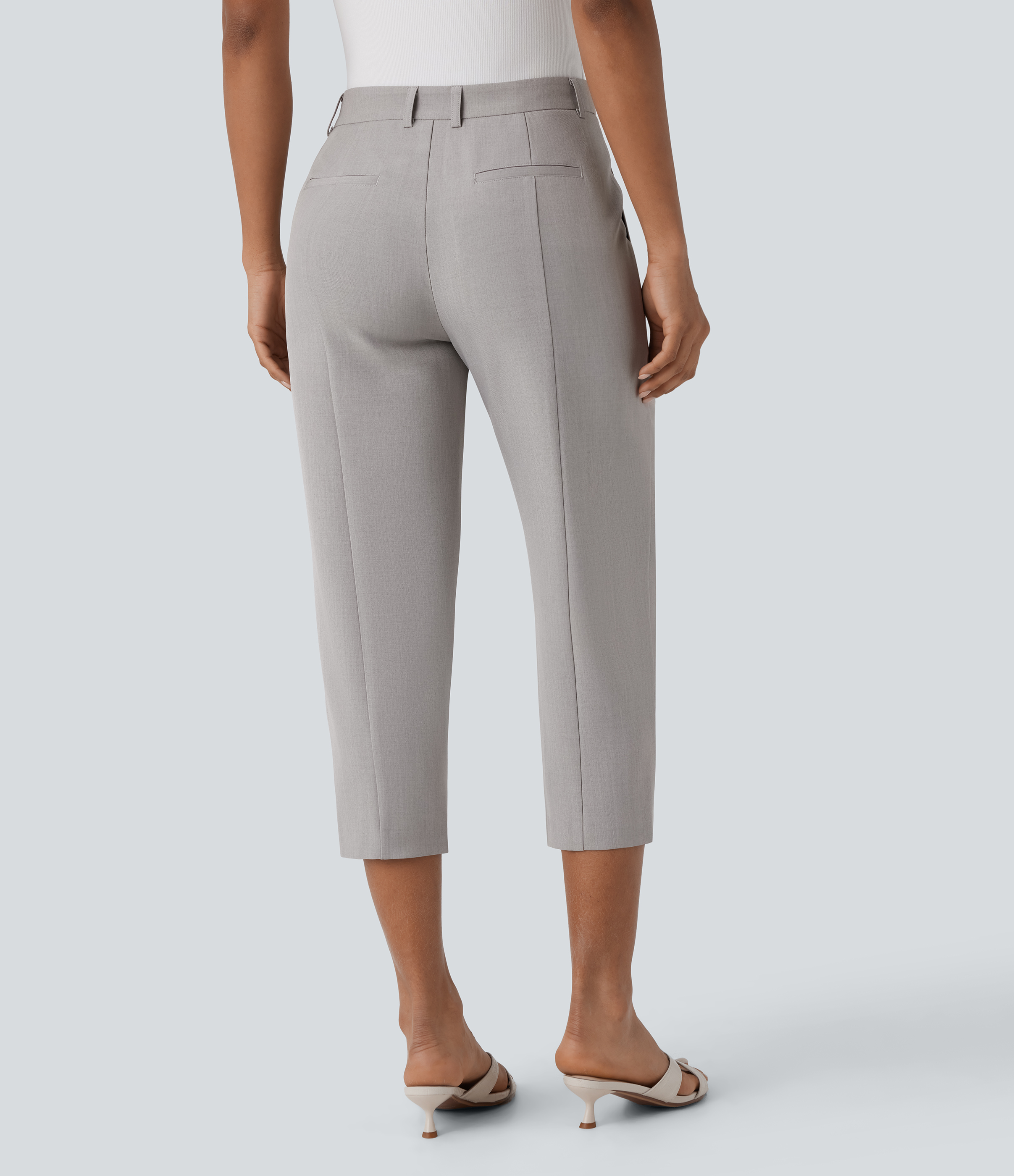 Halara Mid Rise Zipper Multiple Pockets Capri Casual Pants  - Drizzle - S(regular) sweatpants jogger pants stacked sweatpants cargo joggers 