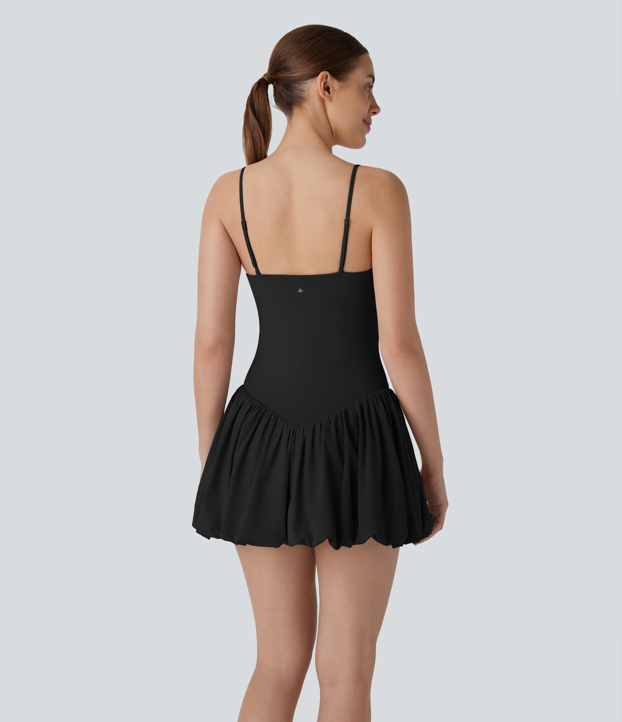 Halara Breezefulв„ў Adjustable Strap Backless 2-in-1 Side Pocket Quick Dry Mini Dance Active Bubble Dress Workout Dress - Black - L 