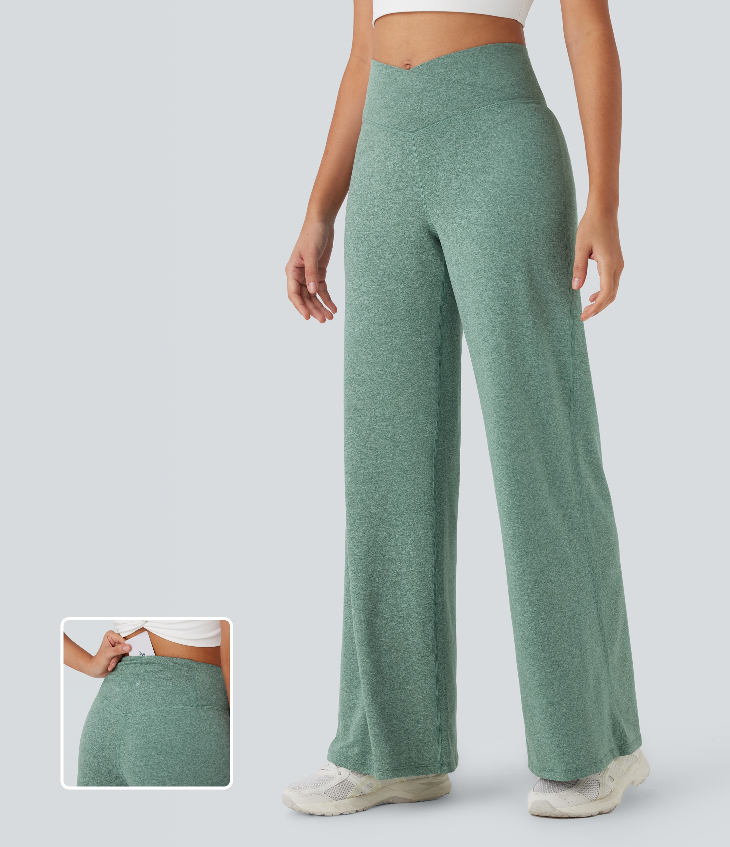 Crossover High Waist Hip Lift Quick Dry Yoga Flared Pants