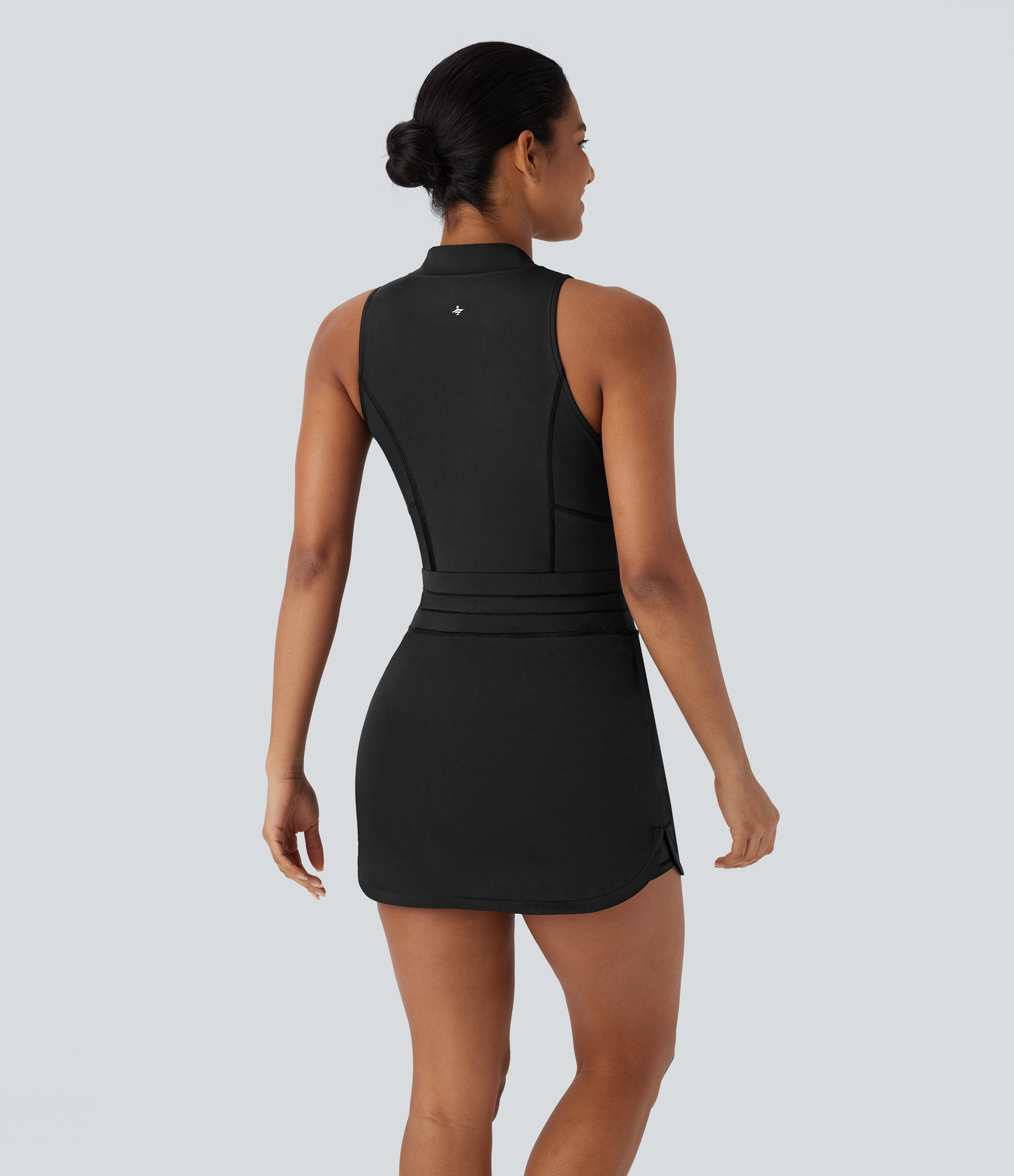 Negro Vestido deportivo de golf 2 en 1 Softlyzero™ de secado rápido con cuello de béisbol, media cremallera, sin mangas, cordón ajustable, múltiples bolsillos y bolsillo especial para tee de golf / 2