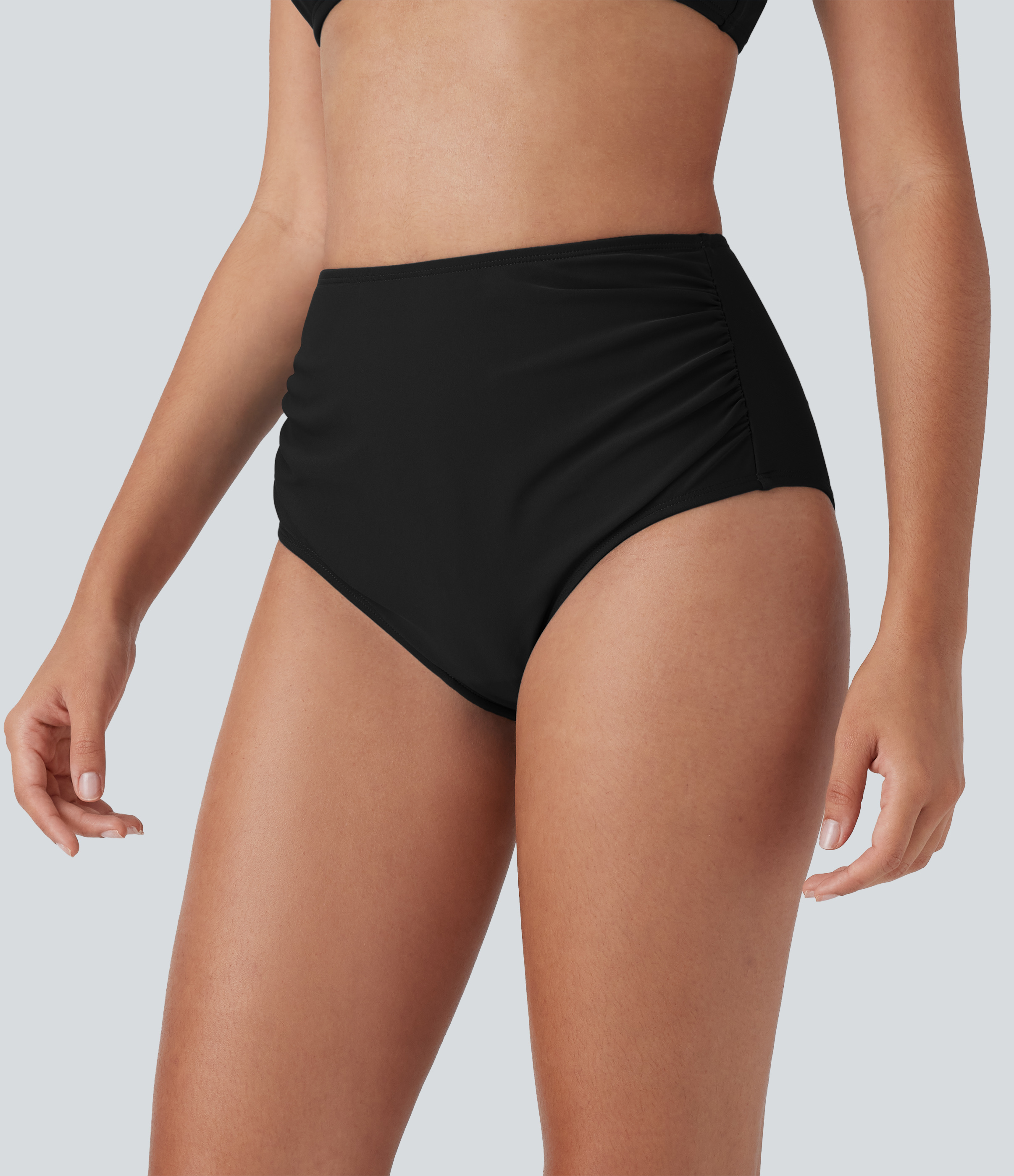 High Waisted Tummy Control Ruched Bikini Bottom Swimsuit