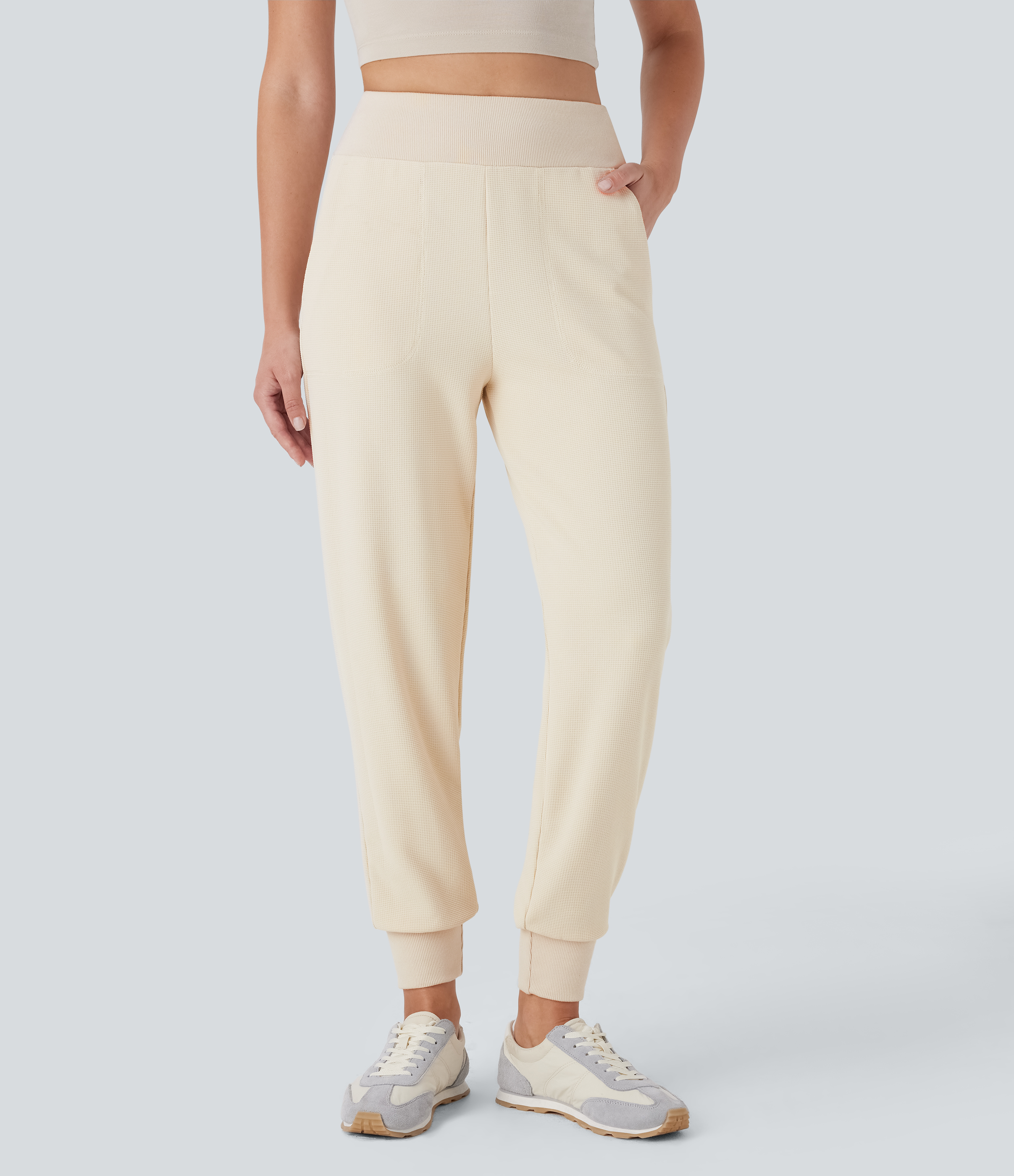 High Waisted Pocket Tapered Casual Joggers