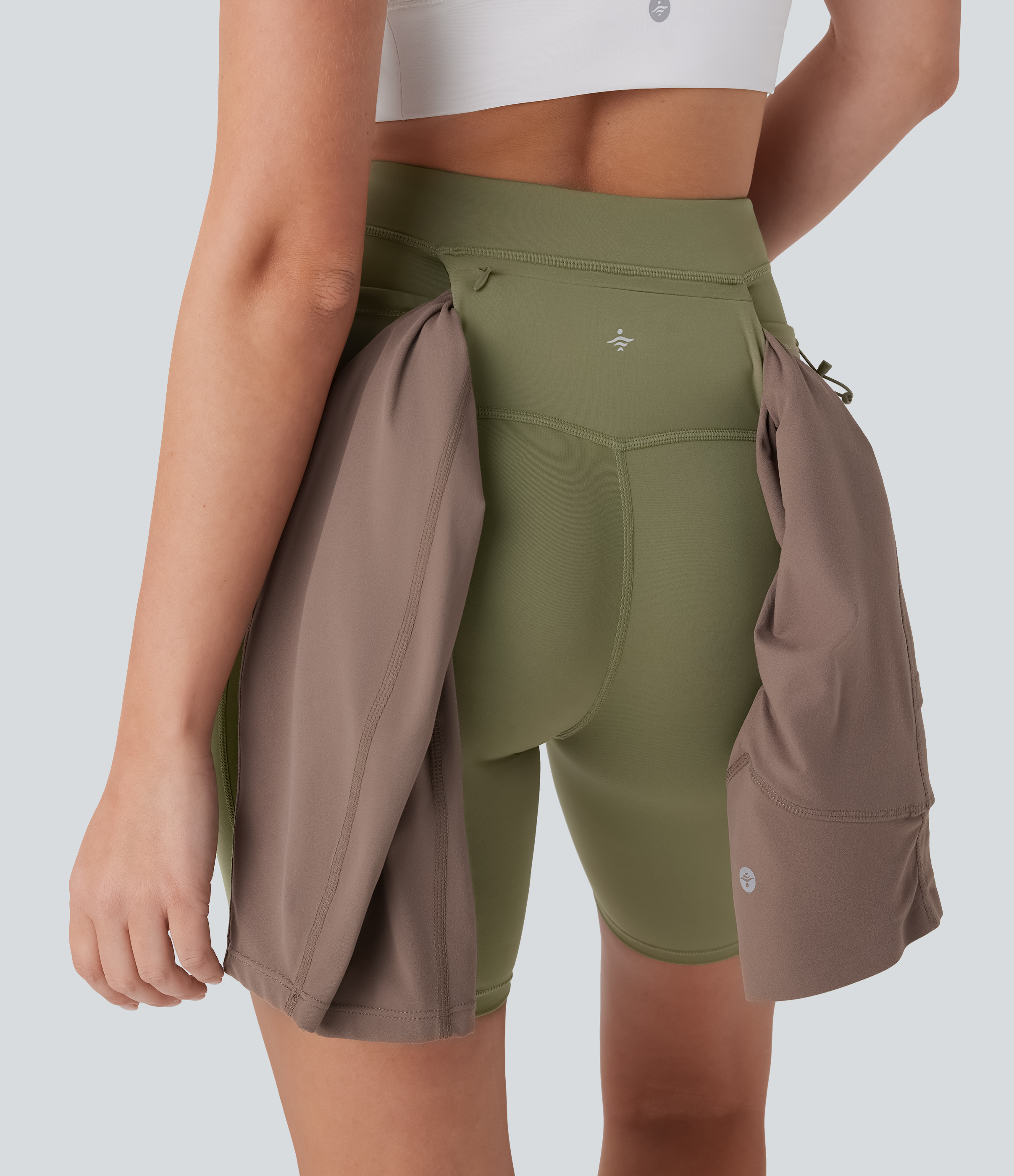 Unripe Olive Green Pantalón corto SpeedWave™ ciclismo correr secado rápido múltiple bolsillo tiro alto 17.5cm / 2