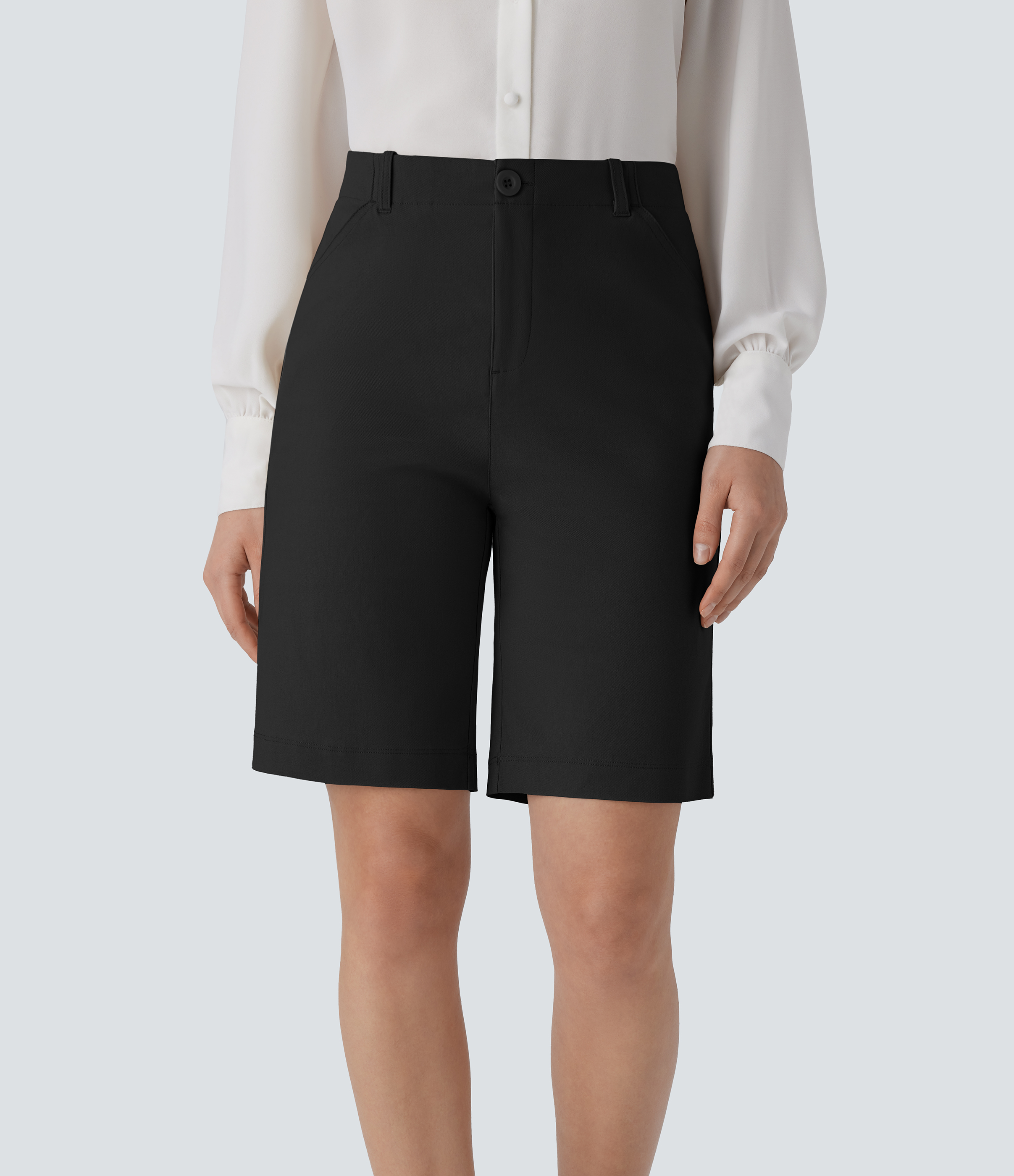 Mid Rise Zipper Pocket Work Shorts 9''