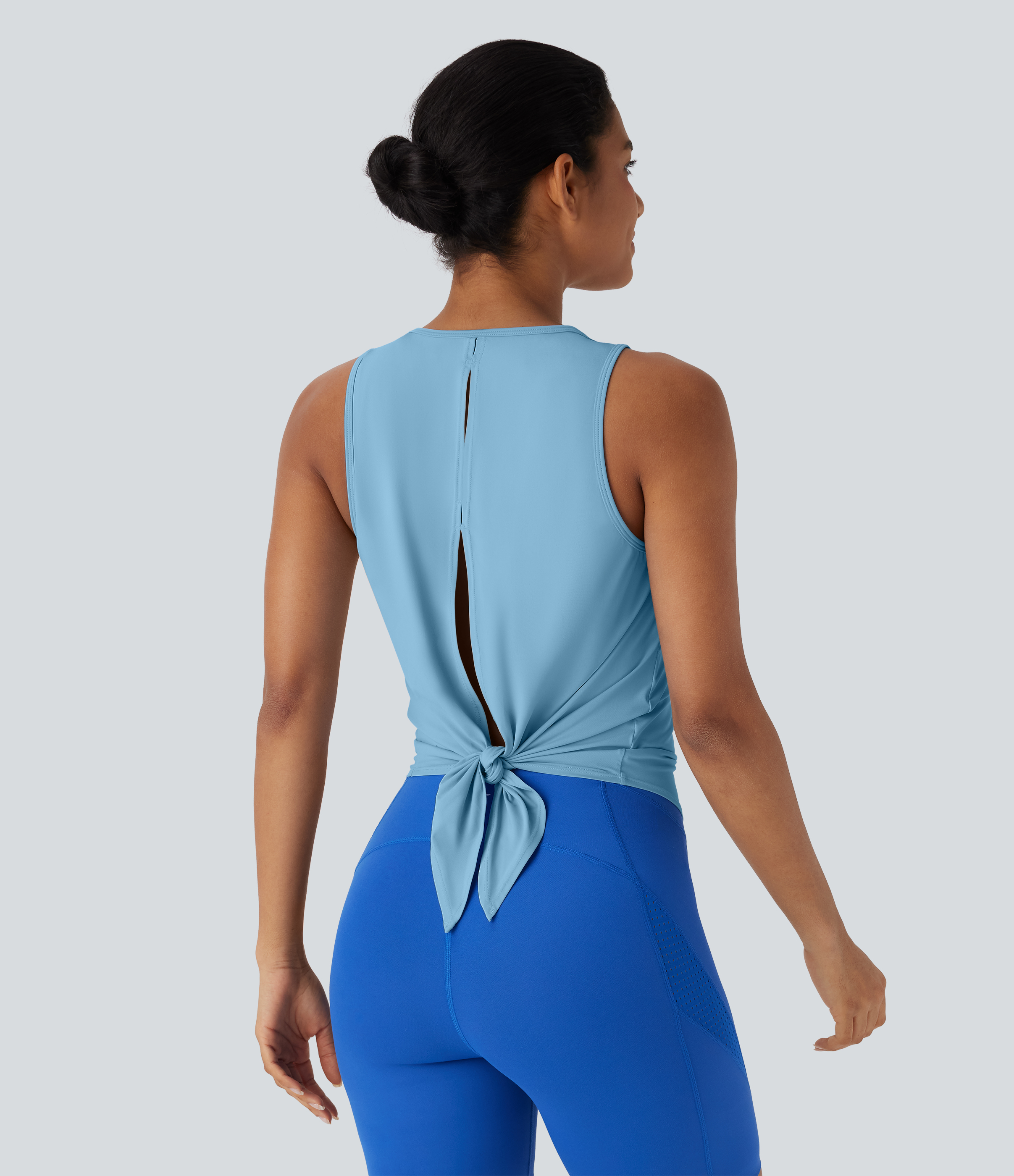 Sky Blue Camiseta tirante correr abertura espalda cierre lazo tacto fresco - UPF 50+ / 2