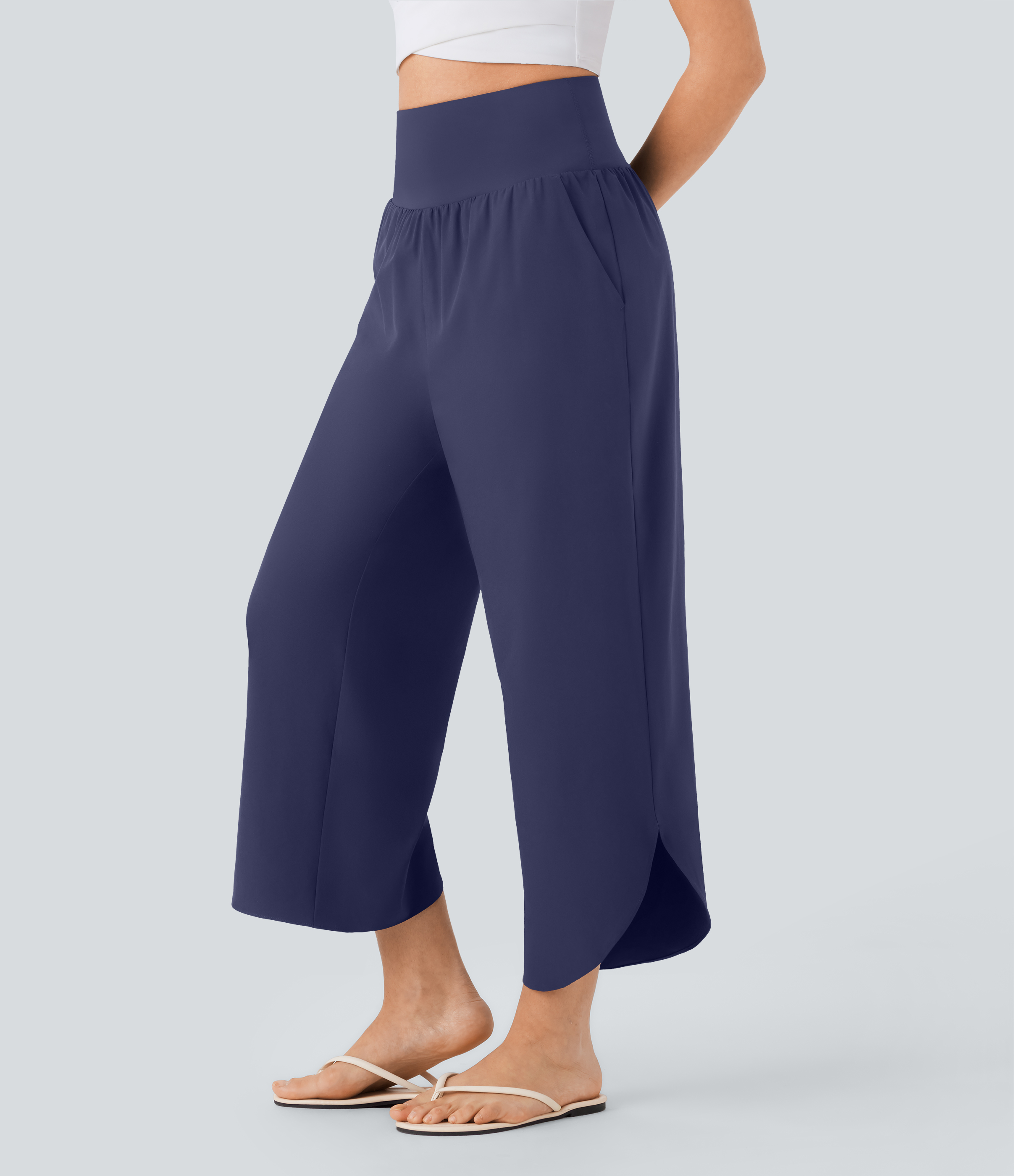 Breezeful™ High Waisted Tummy Control Split Hem Quick Dry Resort Pants with Pockets
