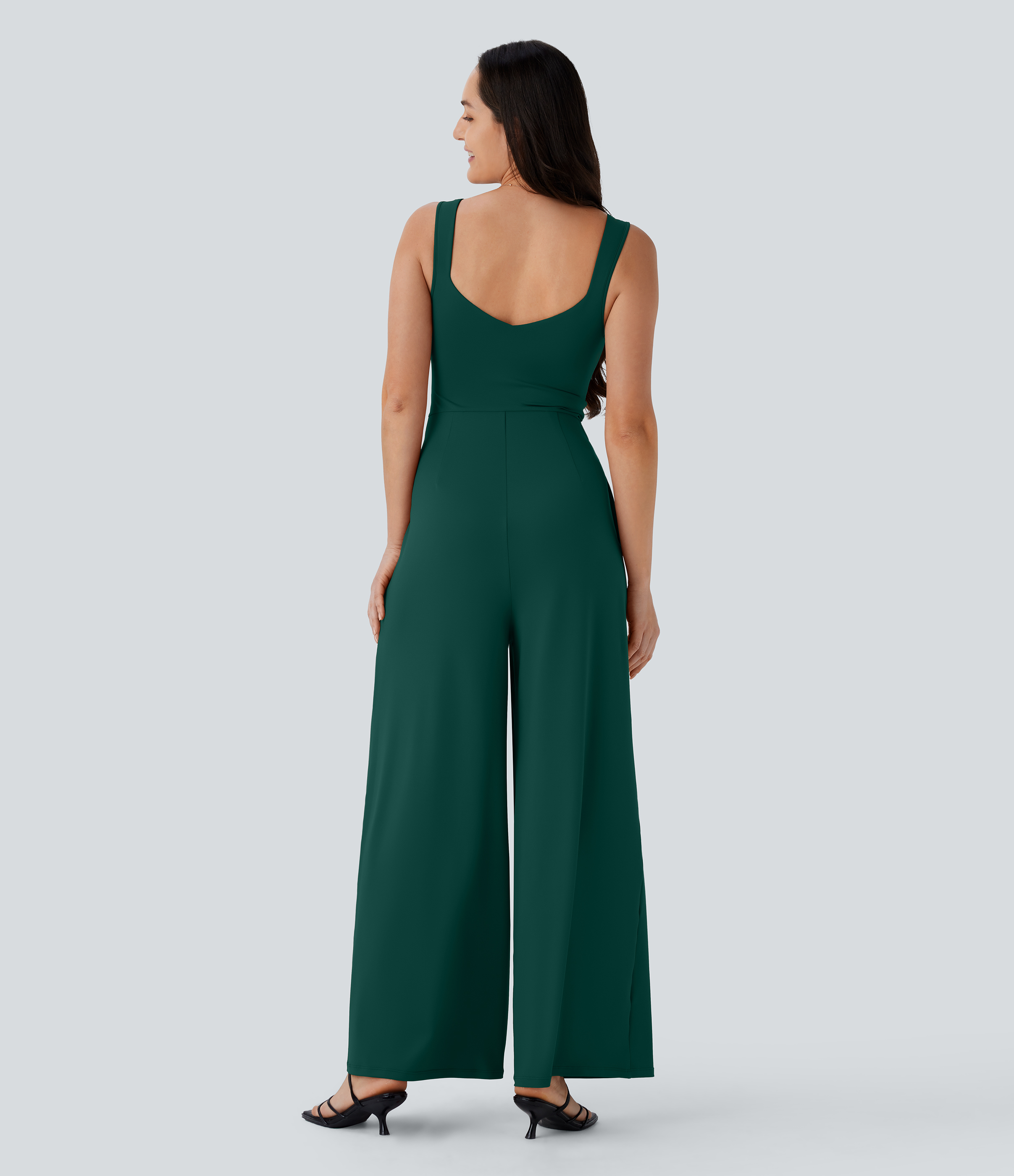 Rain Forest U Back Sleeveless Casual Jumpsuit with Pockets / 2