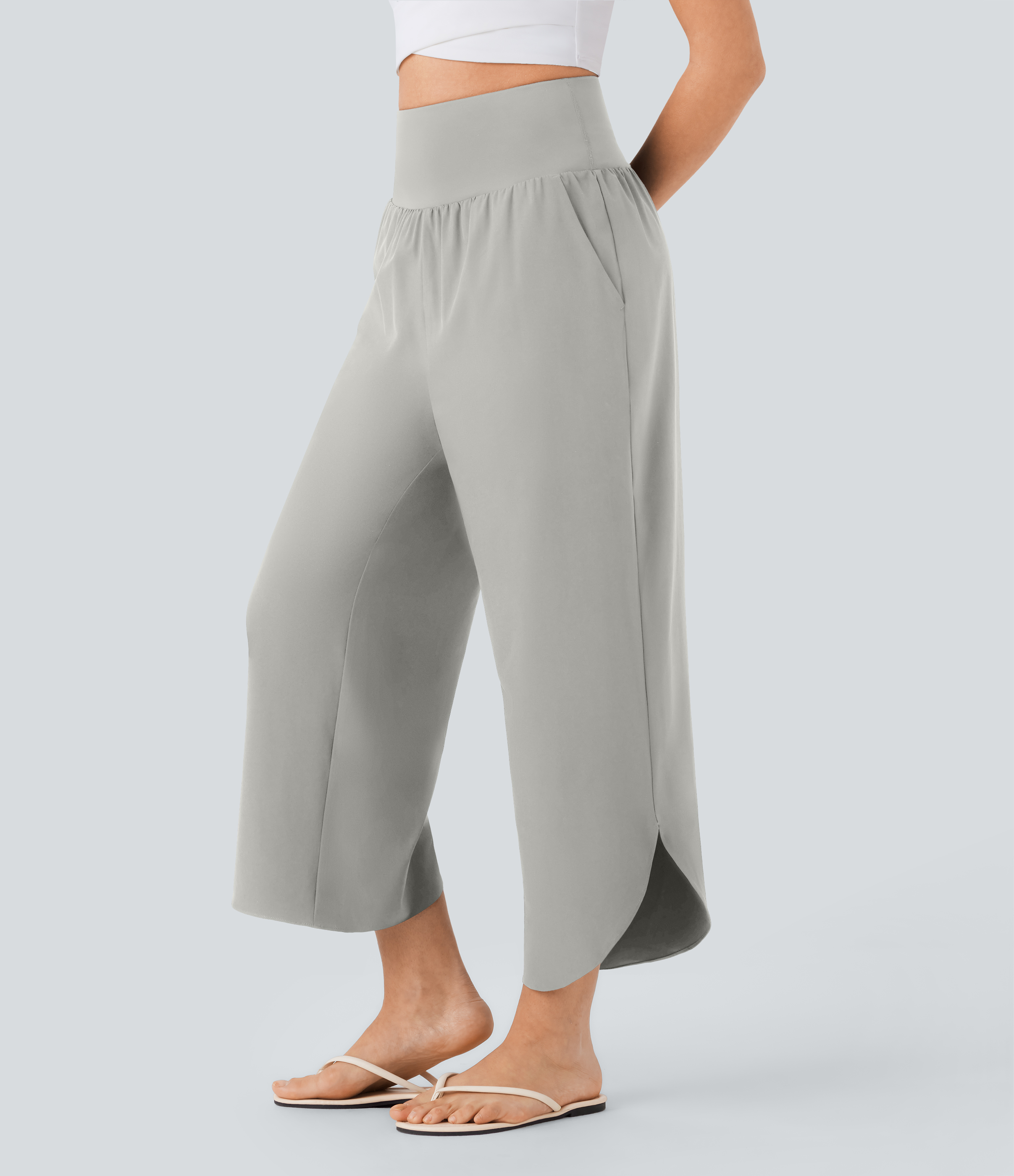 Pantalon de villégiature Breezeful™ taille haute, effet ventre plat, ourlet fendu, séchage rapide et poches