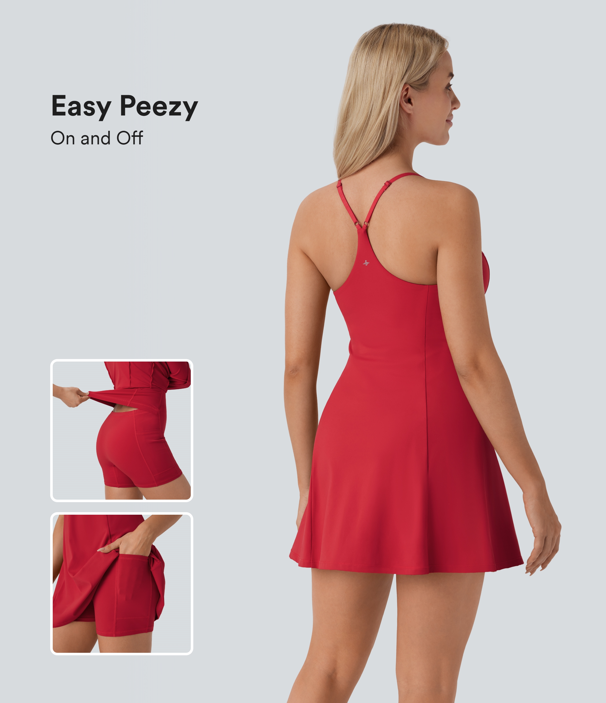 SoftlyZero™ Airy Racerback 2-in-1 Pocket Cool Touch Flare Mini Dance Active Dress-Easy Peezy Edition
