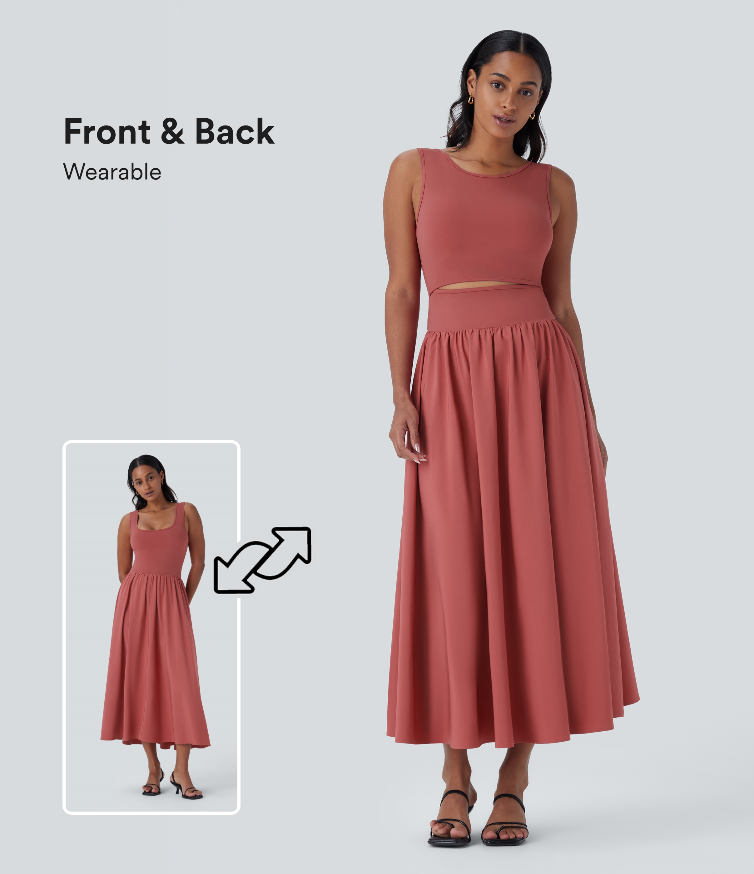 Robe Maxi Décontractée Breezeful™ Sans Manches à Découpes Séchage Rapide - Portable Recto-Verso