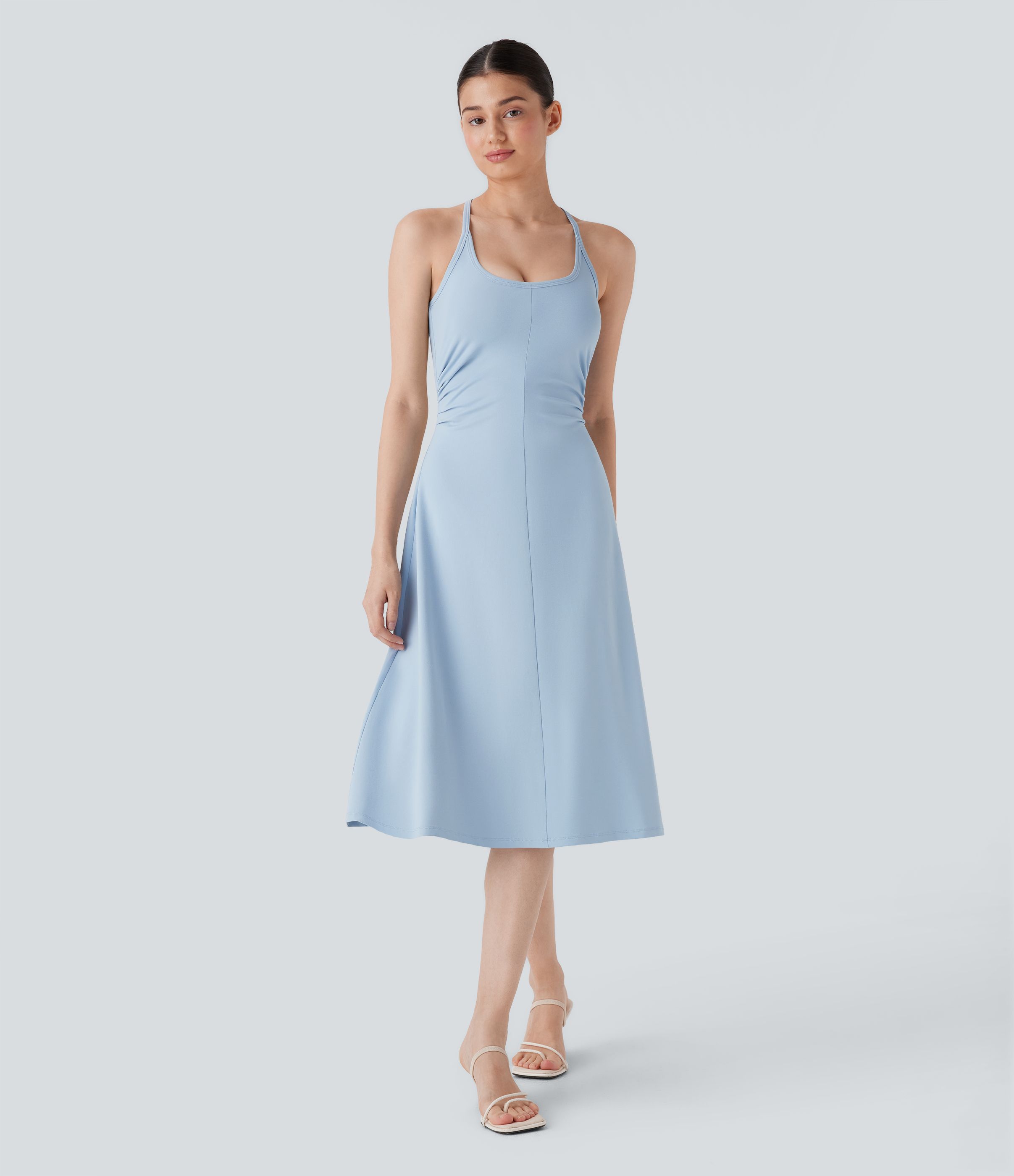 Lässiges Midi-Slipkleid mit U-Ausschnitt und Racerback