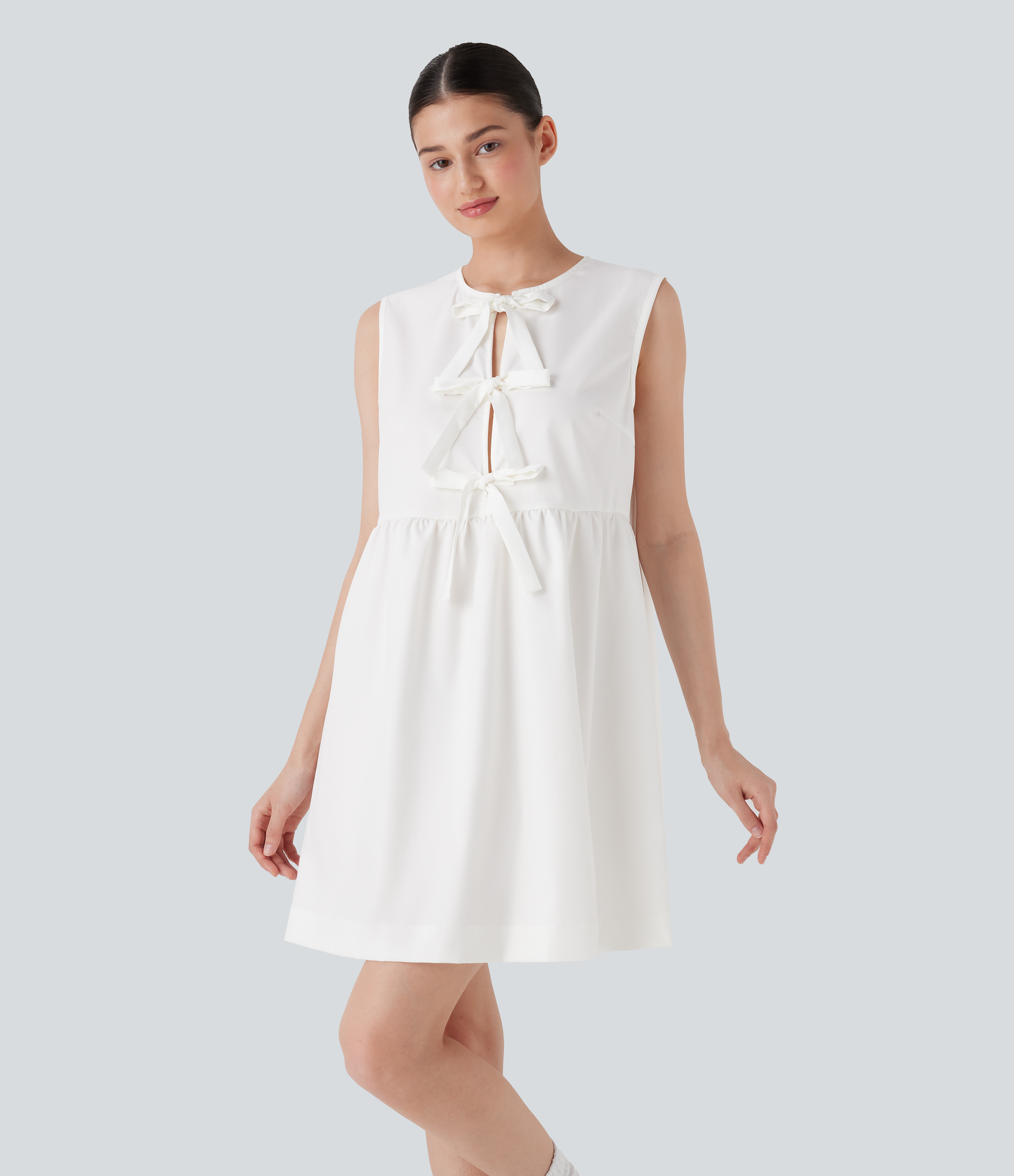 Sleeveless Tie Front Mini Casual Dress