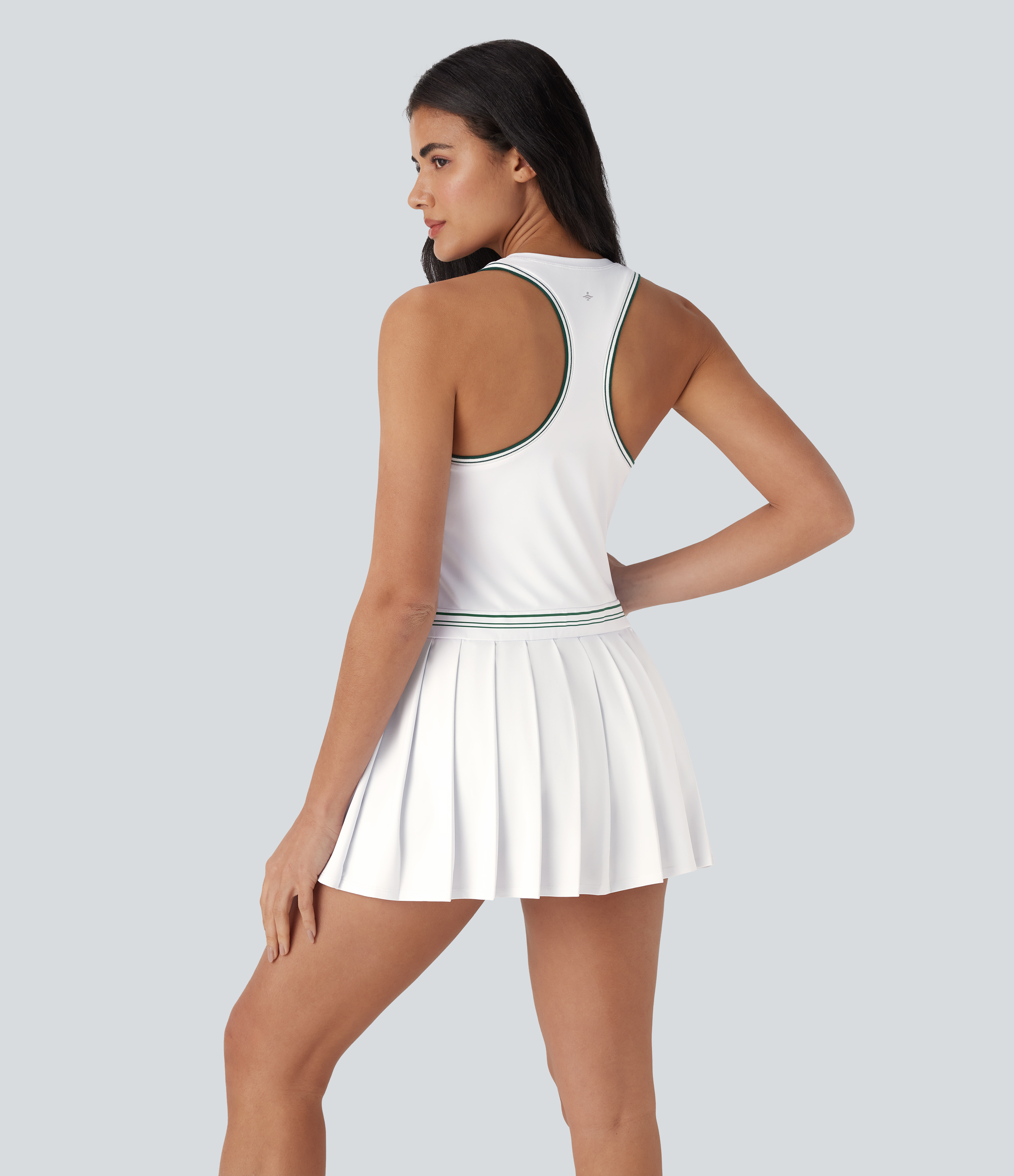 Racerback Color Block Stripe Pleated Mini Tennis Active Dress