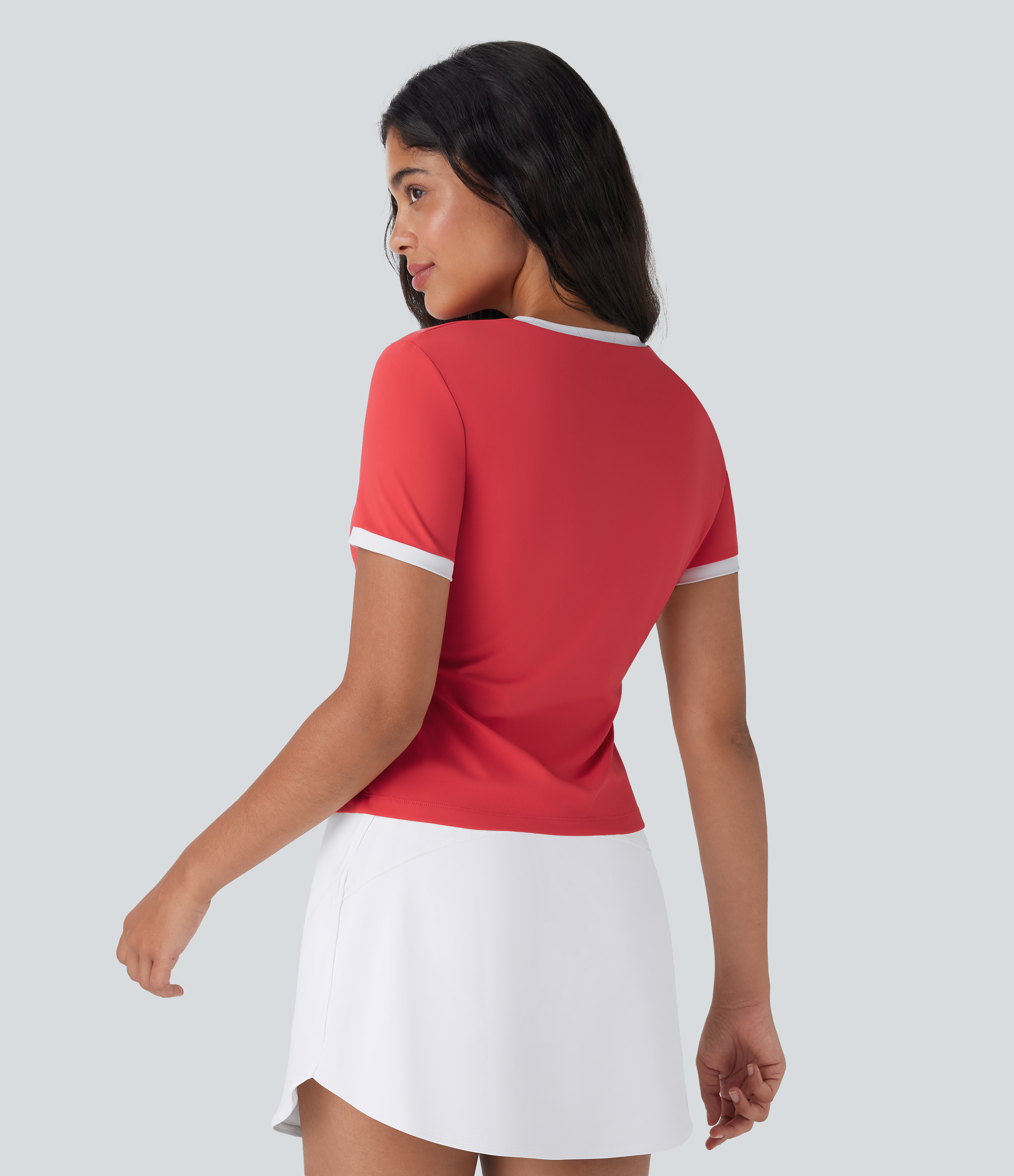 Poinsettia Camiseta casual suave y transpirable Softlyzero™ UPF50+ con ribetes y bordado del logo Halara suave al tacto / 2