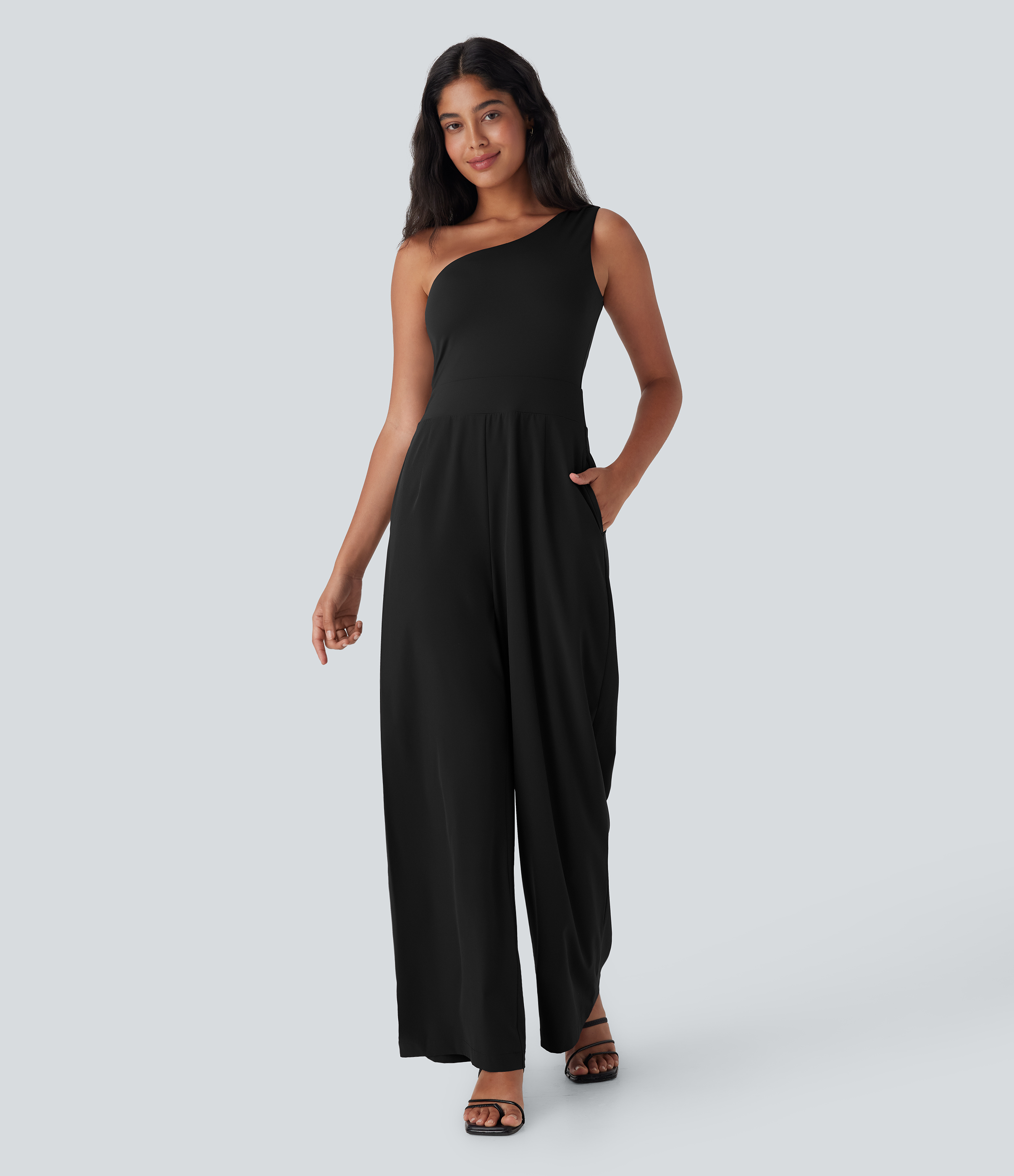 Breezeful™ One Shoulder Quick Dry Jumpsuit with Pockets