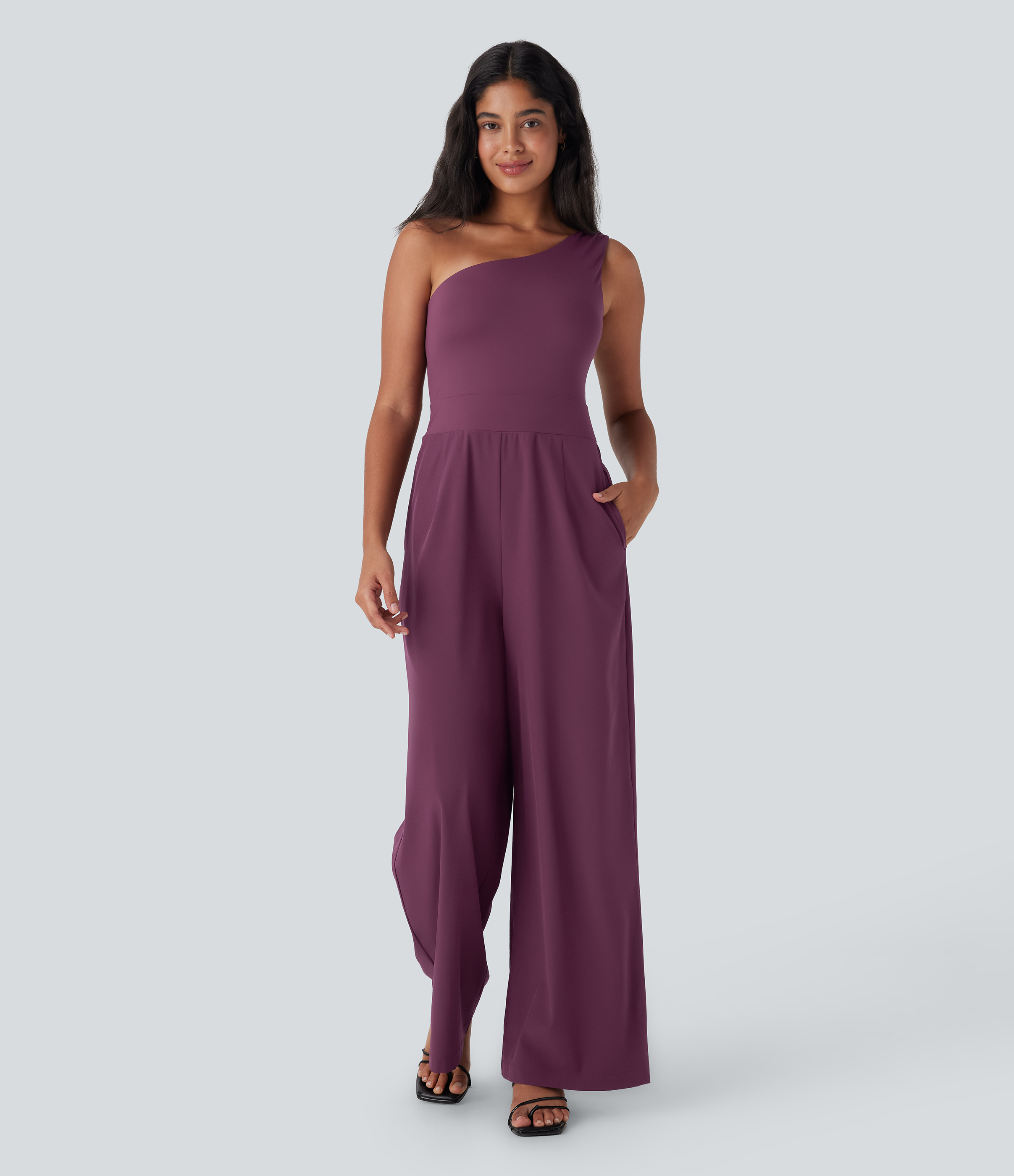 Breezeful™ One Shoulder Quick Dry Jumpsuit with Pockets