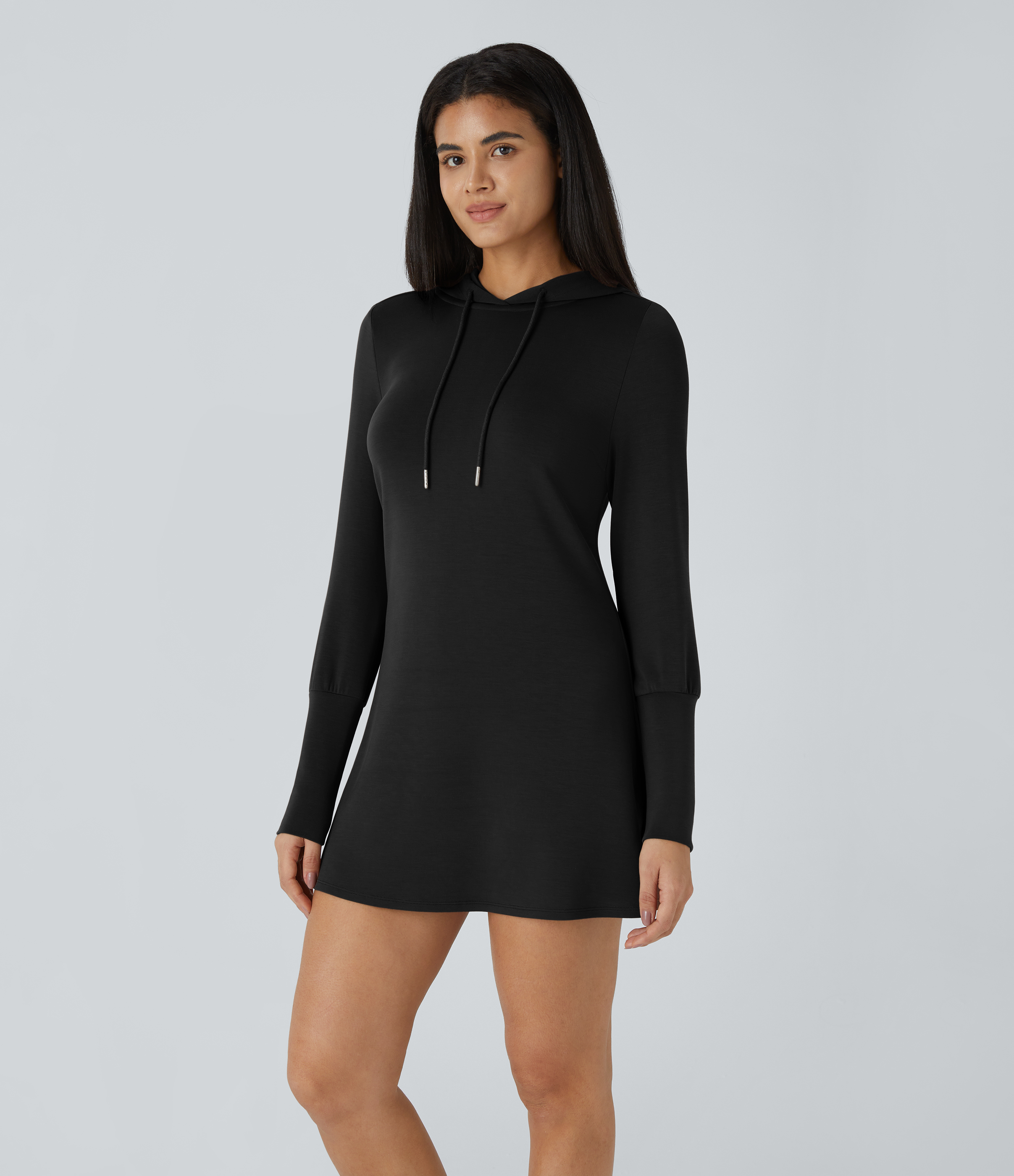 Women's Drawstring Long Sleeve Mini Casual Hoodie Dress - Halara