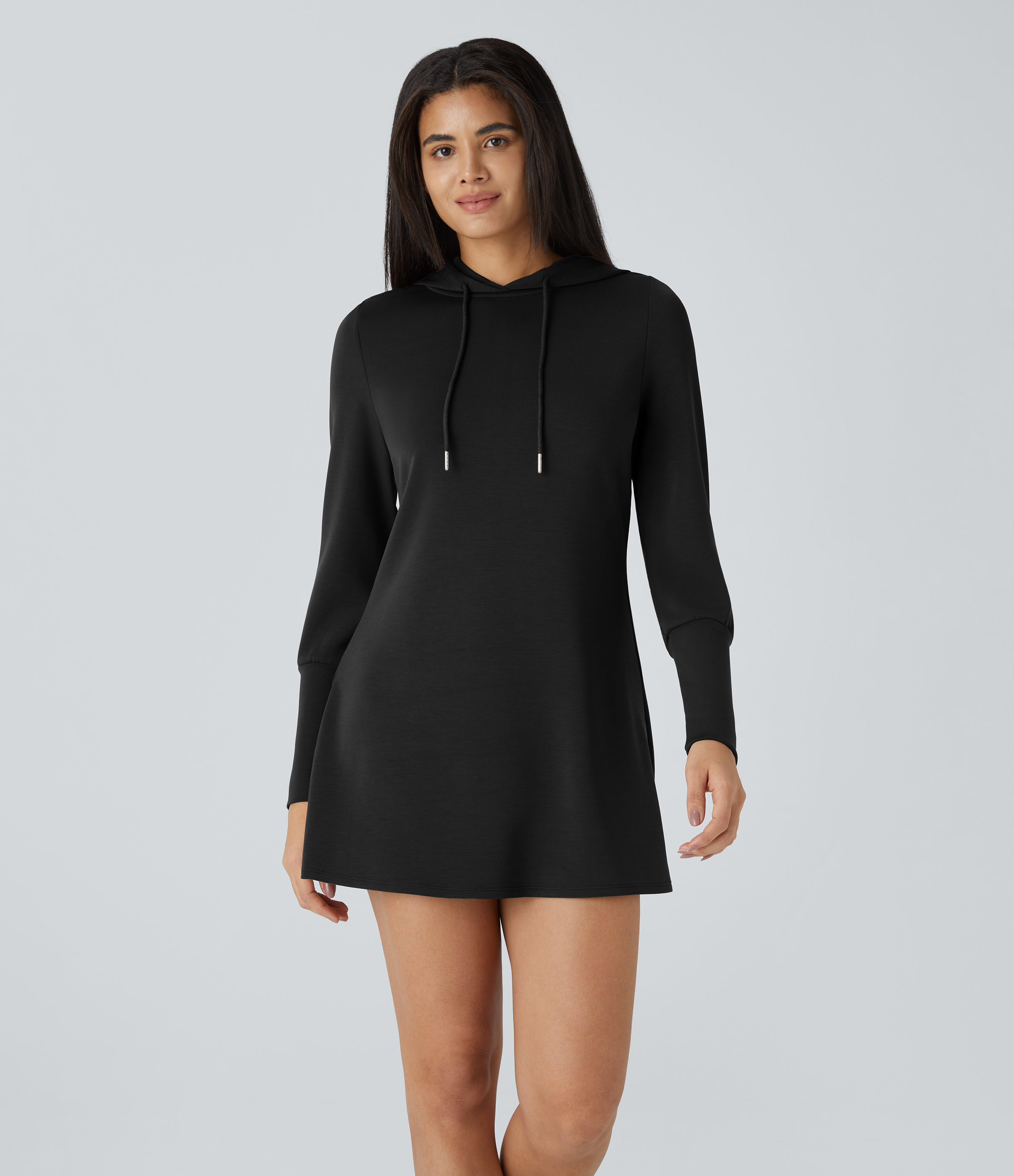 Women's Drawstring Long Sleeve Mini Casual Hoodie Dress - Halara