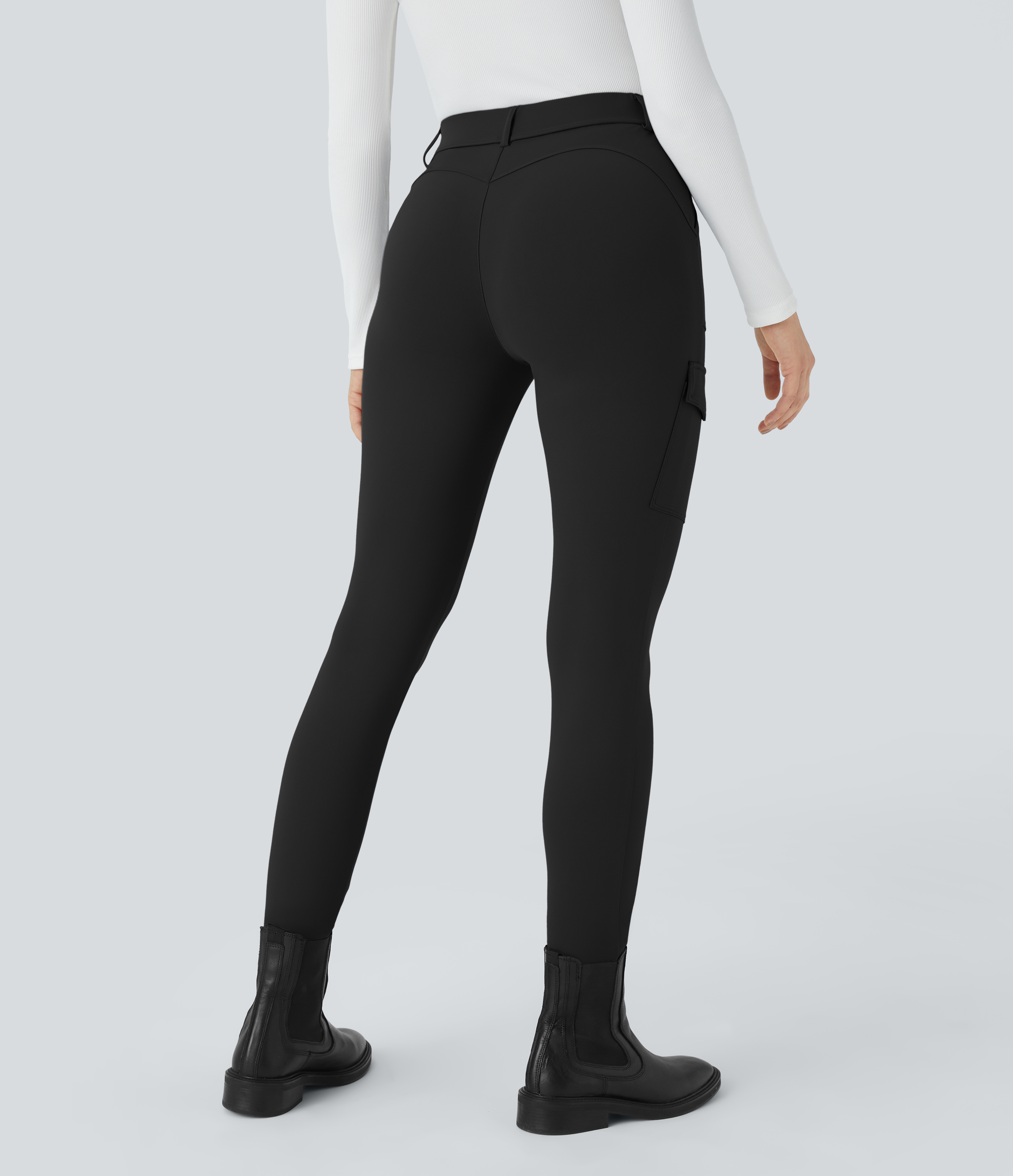 Black Pantalon cargo ajusté tailleur taille haute Halara Flex™ DayStretch avec poches / 2