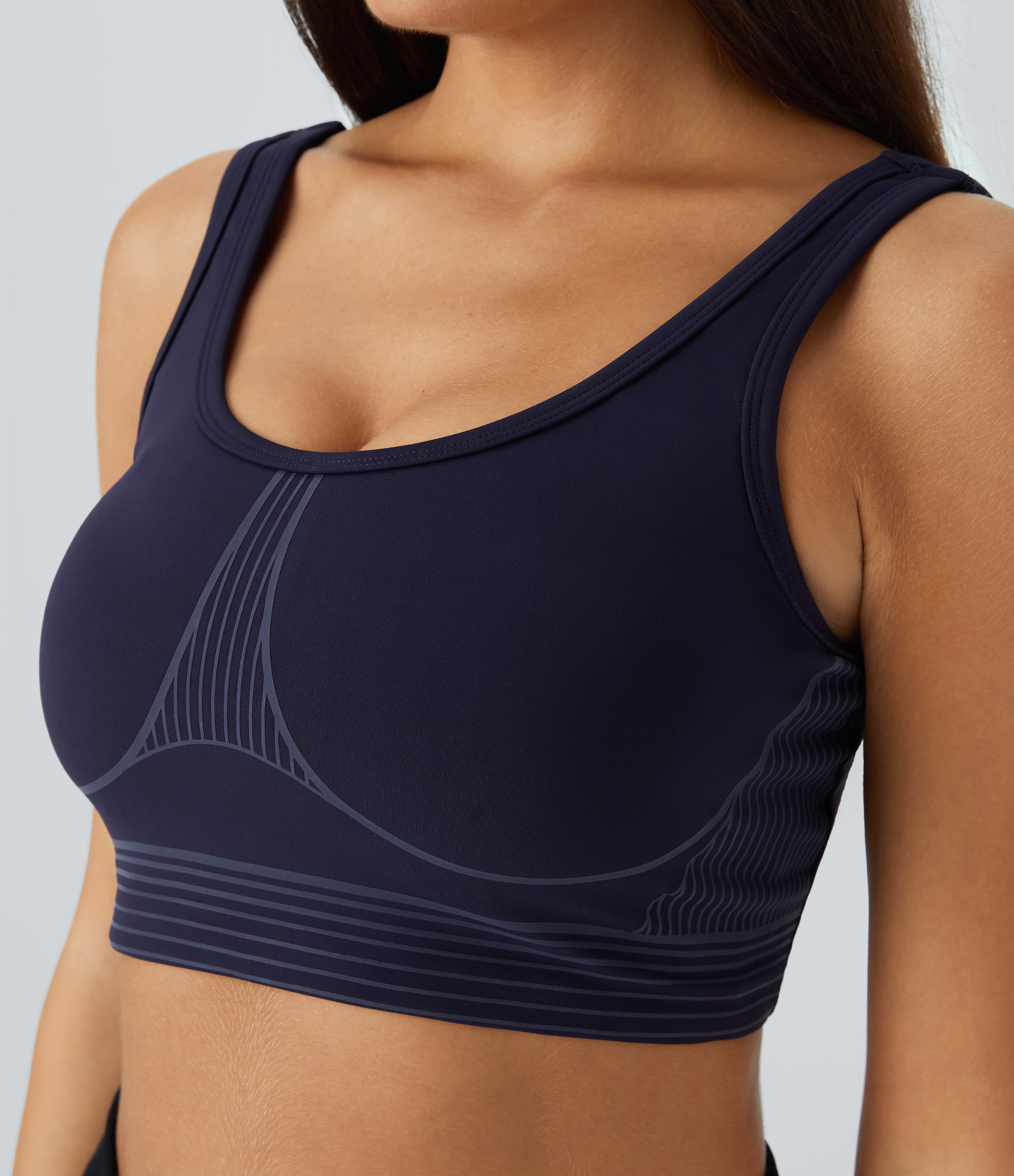 Sujetador SpeedWave™ deportivo entrenamiento secado rápido rayas sin espalda cuello U sujeción media