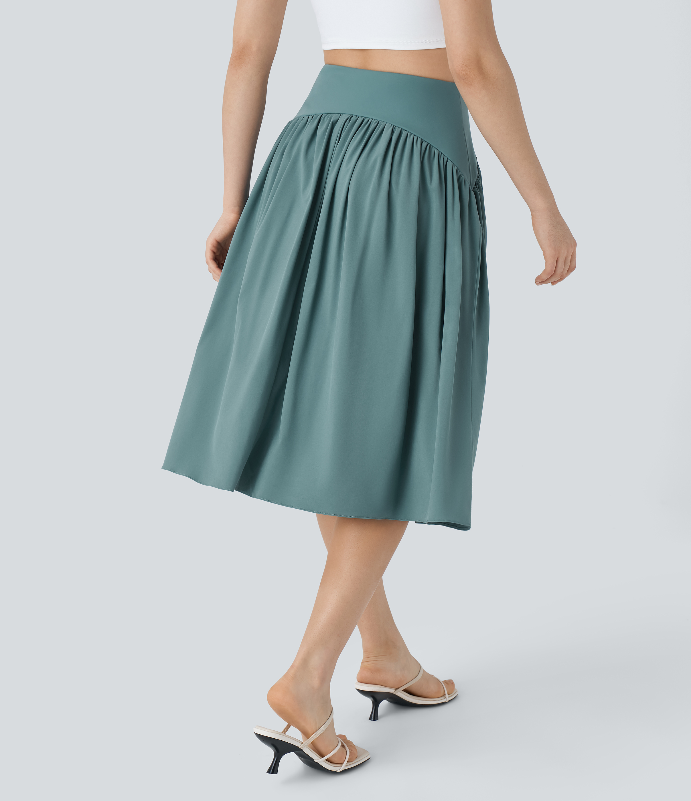 Stone Blue Falda resort midi Breezeful™ secado rápido fluida abertura plisada tiro alto / 2