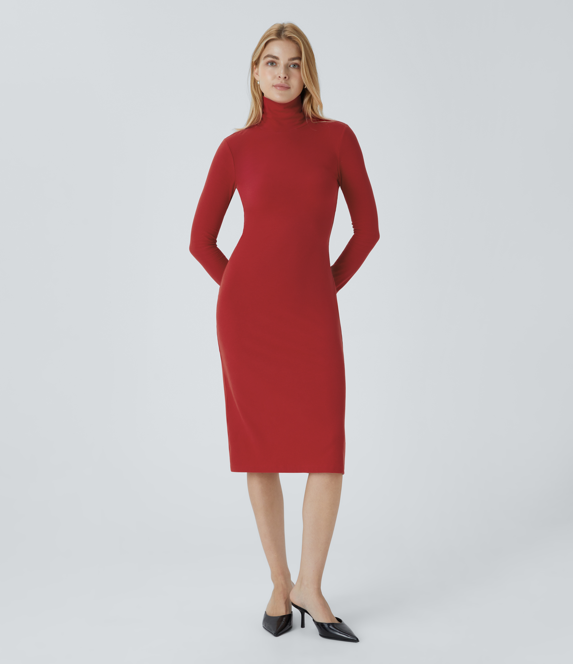 Meredith | High Collar and Long Sleeve Dress