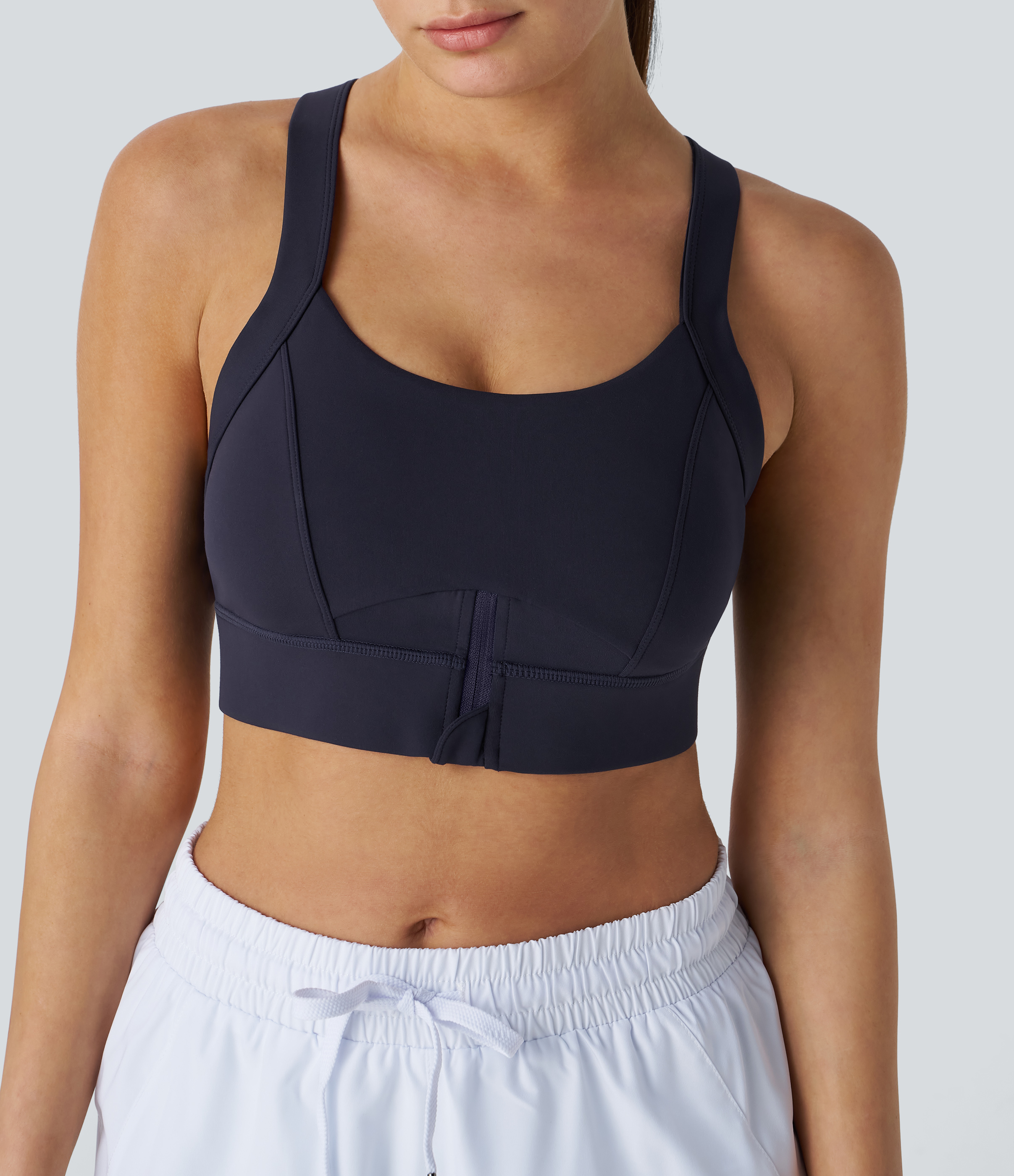 SpeedWave™ Medium Support Cross Backless Zipper Quick-Drying Workout Sports Bra