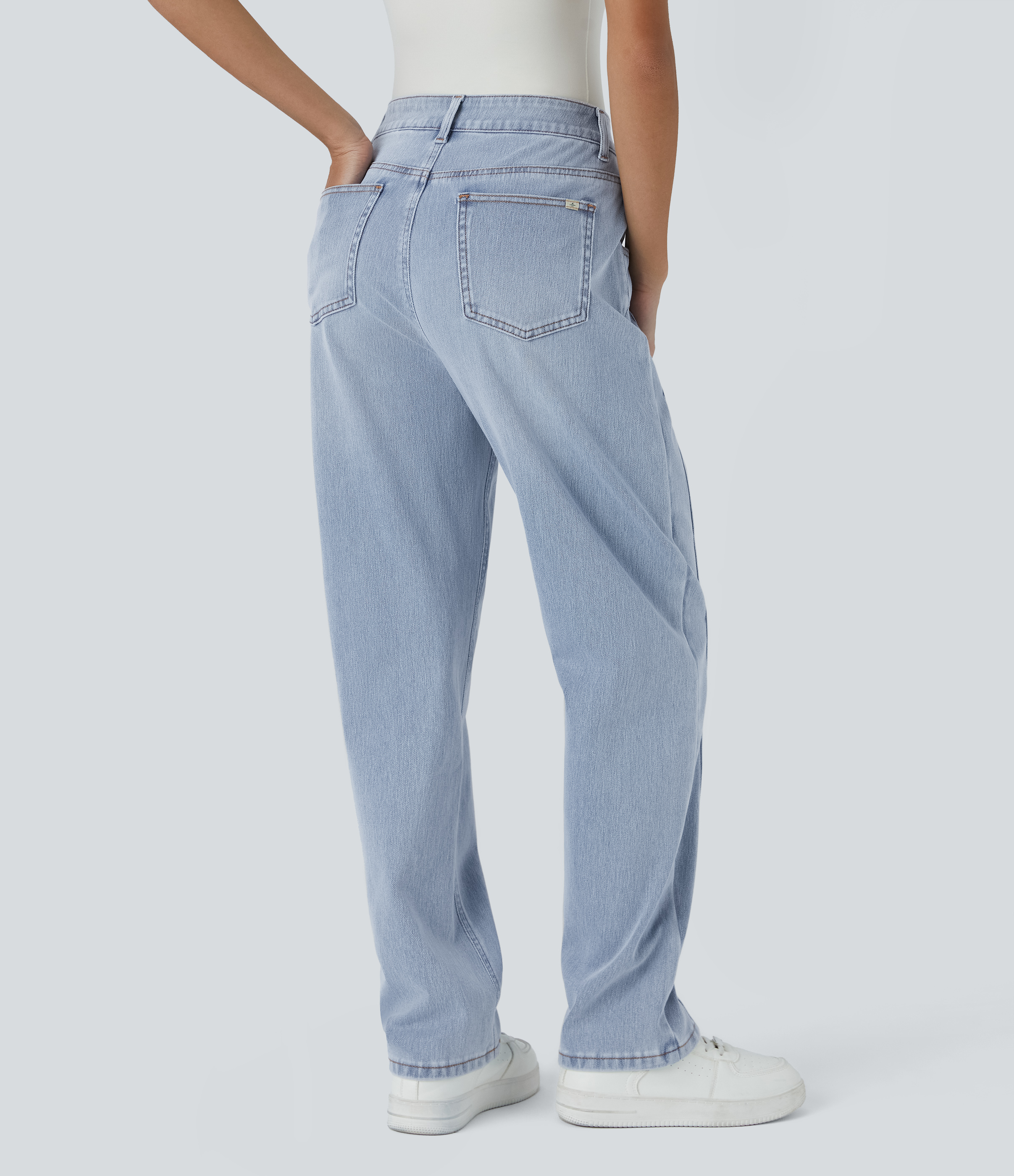 Storm Clear Denim Jeans Halara Flex™ Denim elástico lavado múltiple bolsillo cierre botón tiro alto / 2