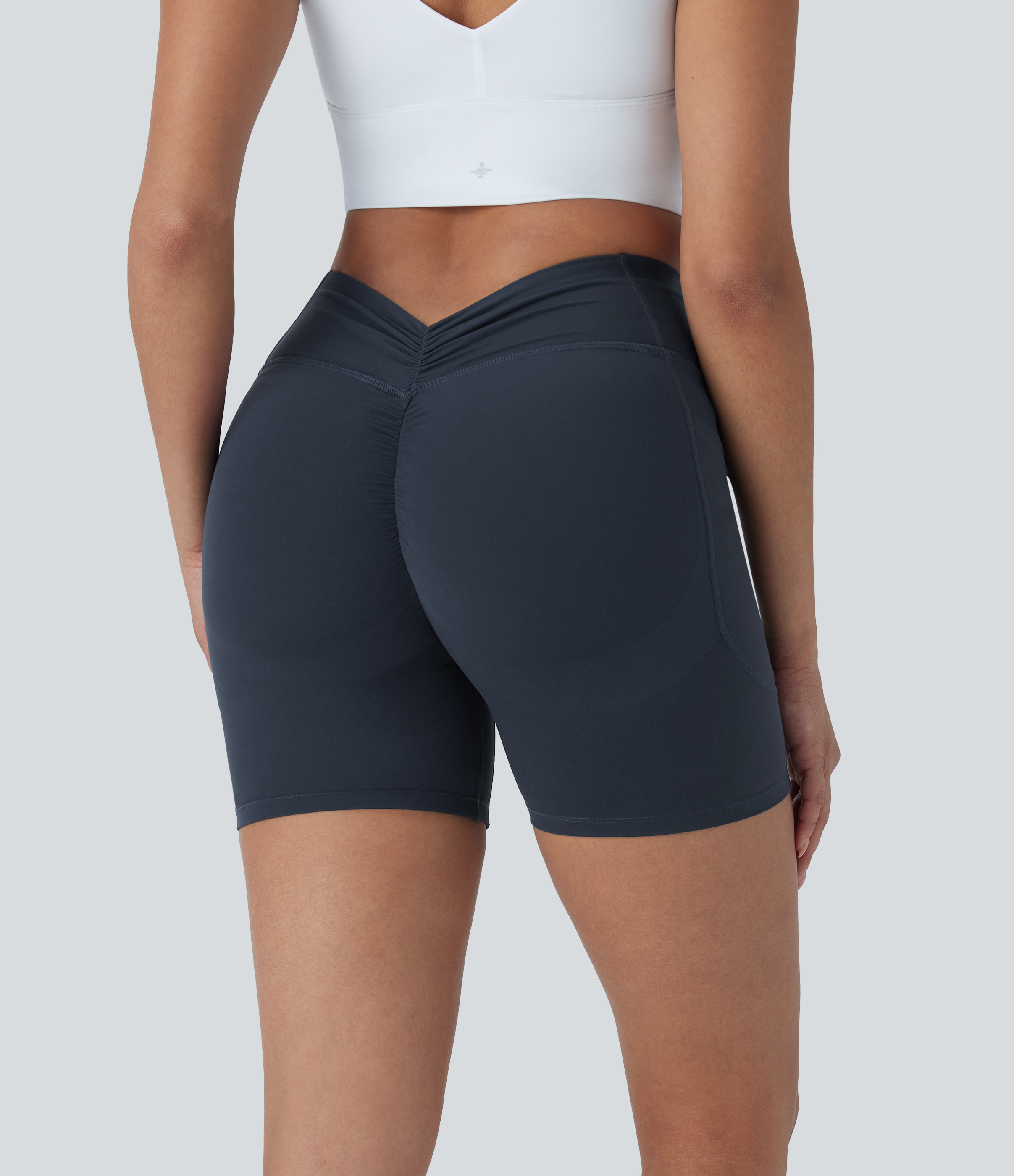 Carbon Halara UltraSculpt™ SoCinched High Waist Bauch Kontrolle Po Lifting Geraffte Shaping Yoga Radlerhose 5'' mit Taschen / 2