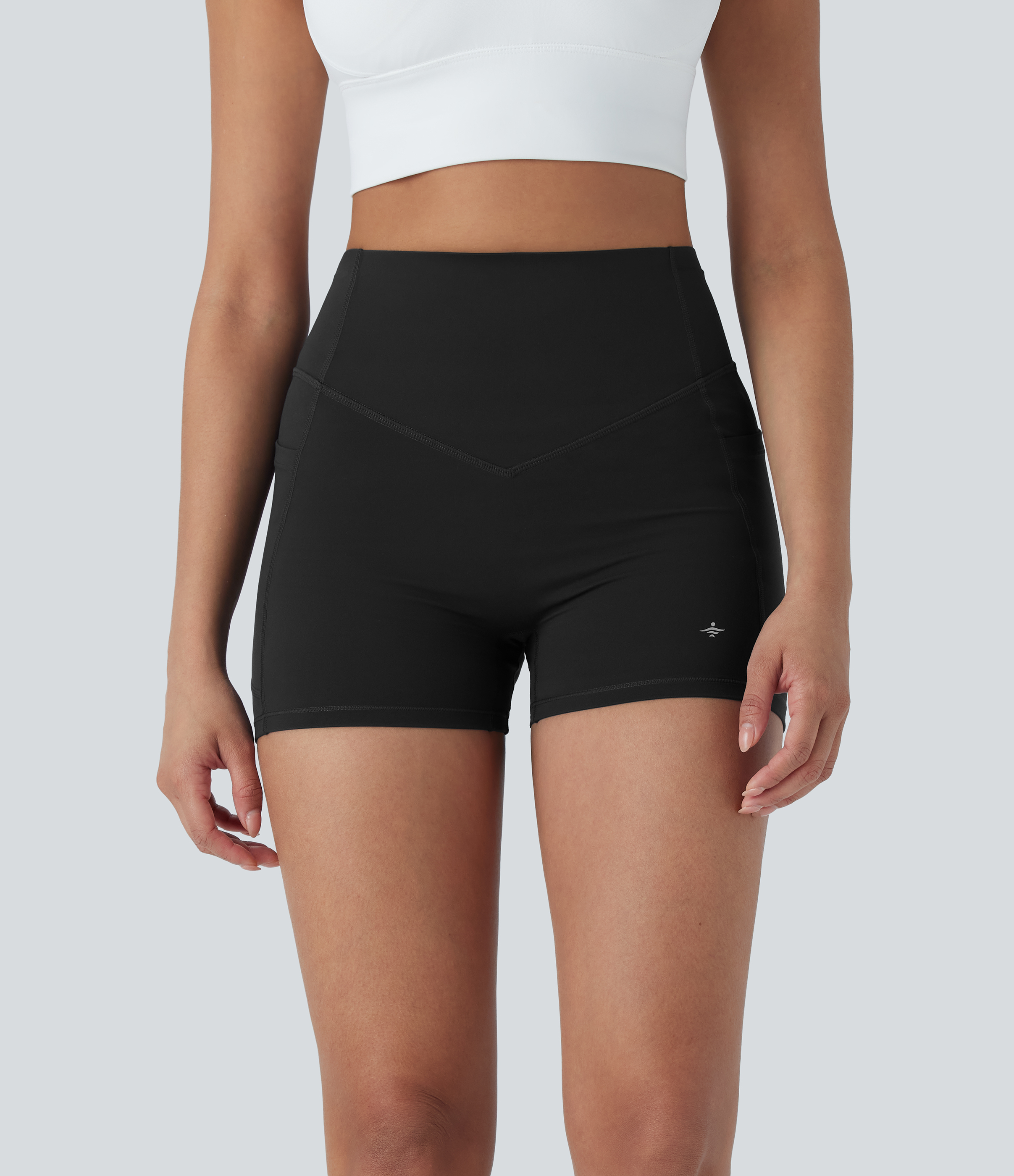 Black Halara UltraSculpt™ High Waisted Tummy Control Butt Lifting Ruched Shaping Yoga Biker Shorts 3'' with Pockets / 2