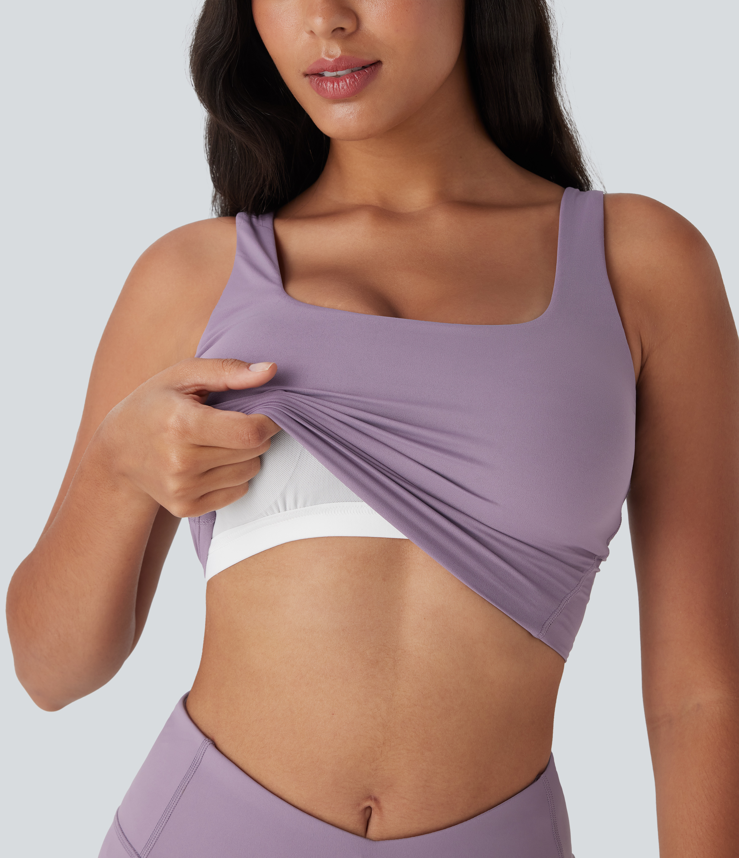 Tulip Purple Camiseta de tirantes Halara UltraSculpt™ de secado rápido para yoga con sujetador incorporado, espalda abierta y tacto fresco UPF 50+ / 1